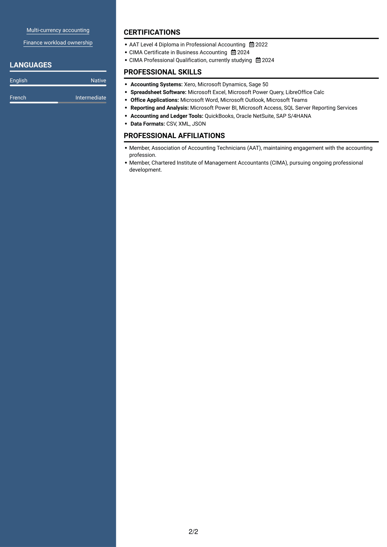 CV example — page 2