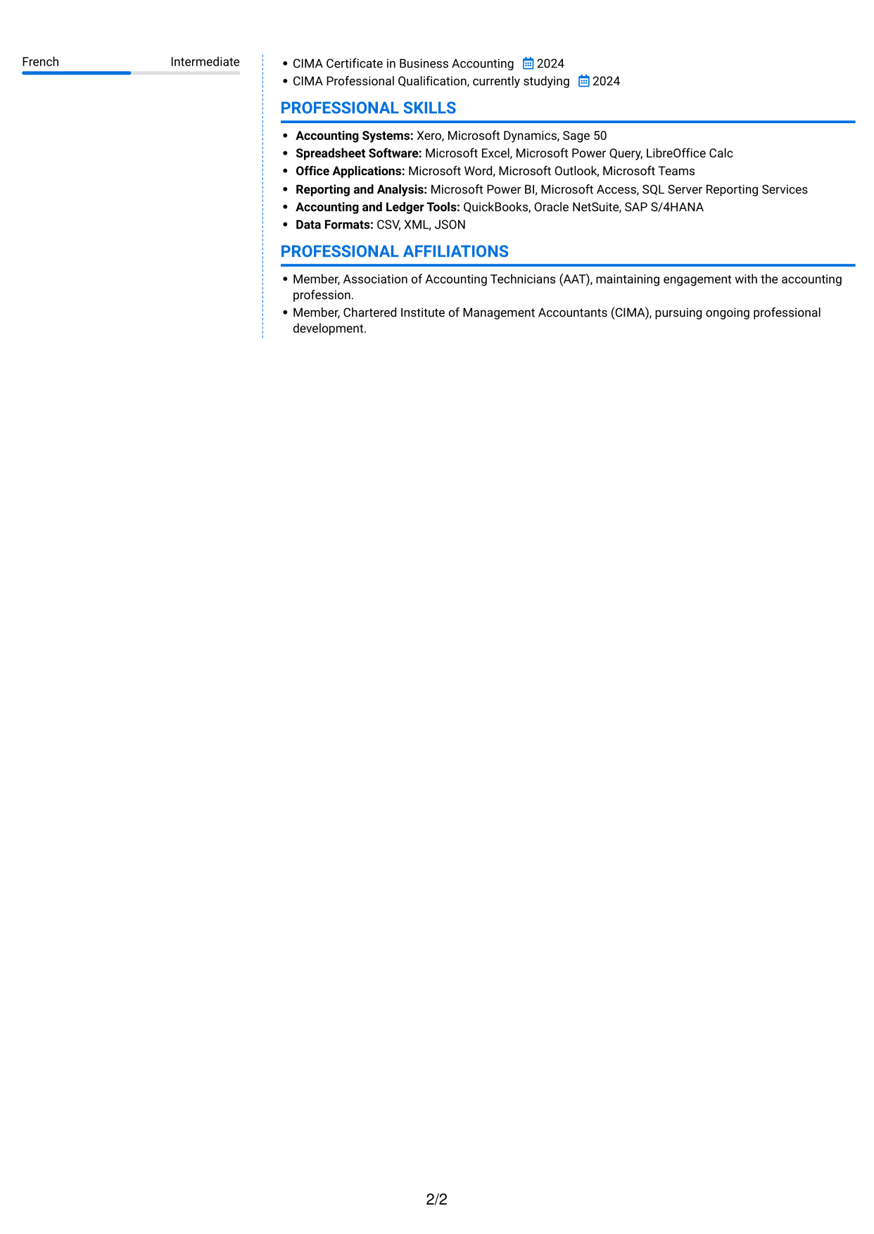 CV example — page 2