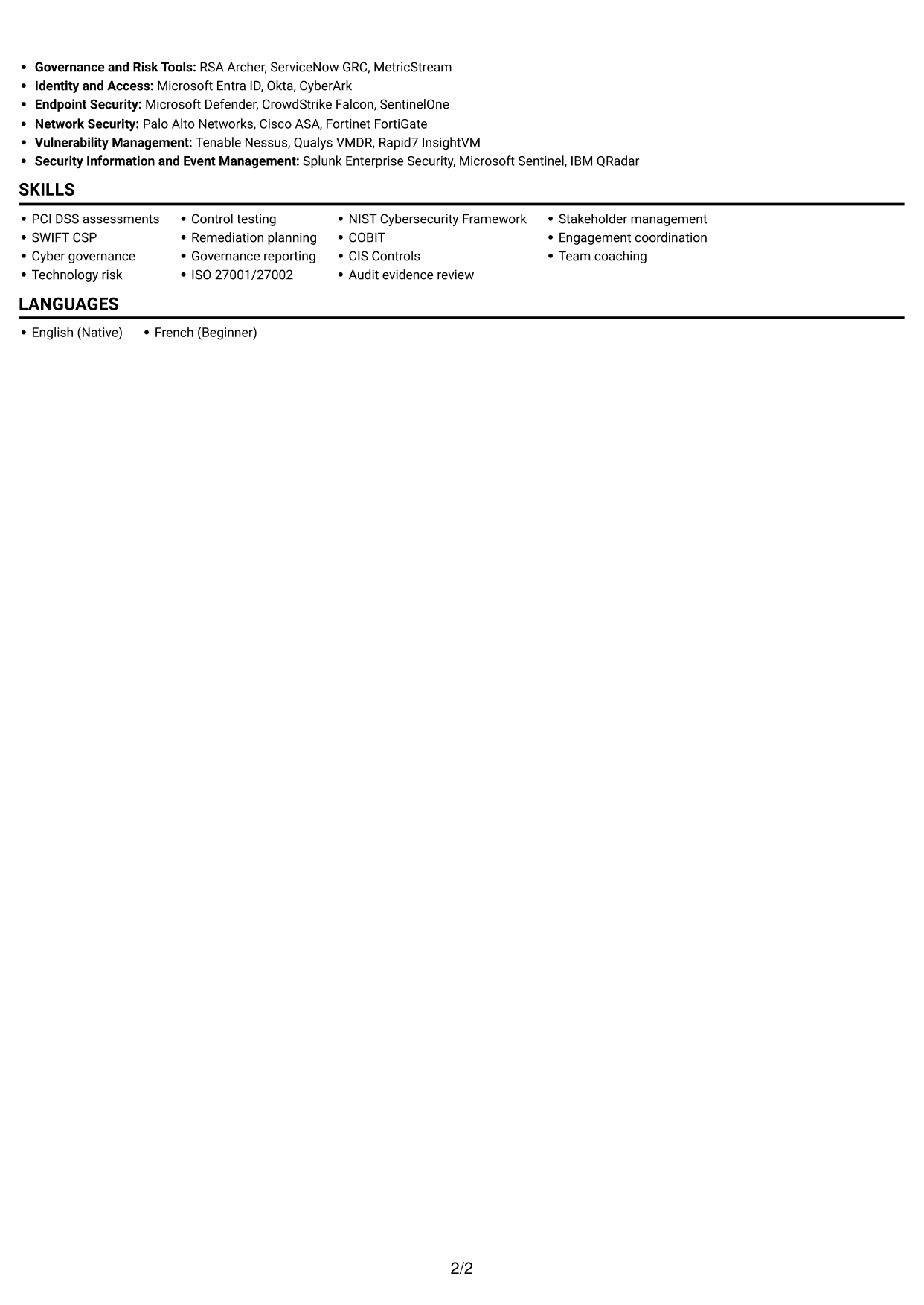 CV example — page 2
