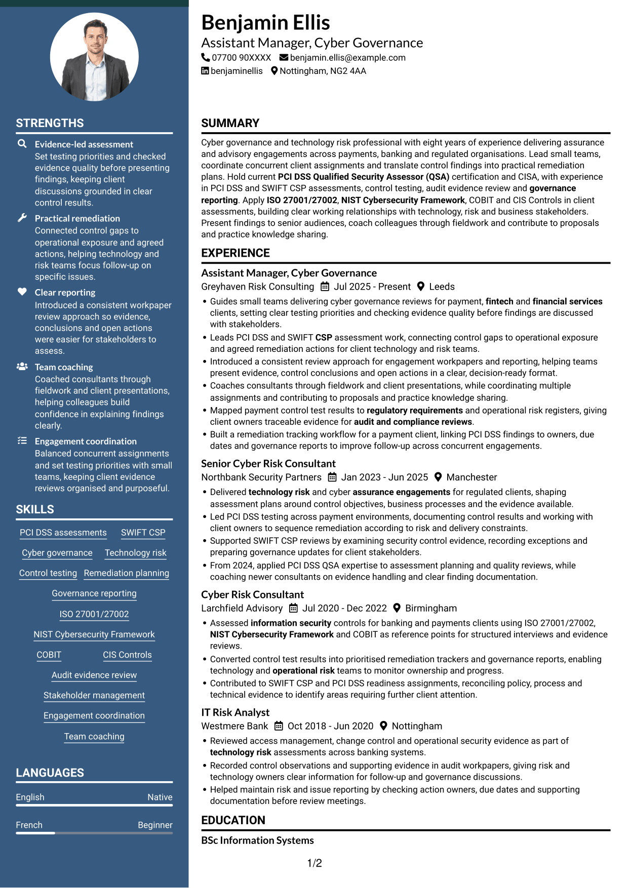 CV example — page 1