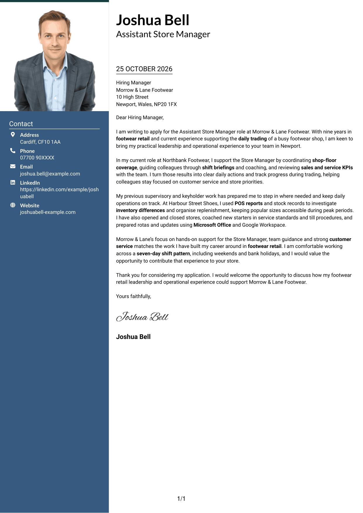Cover letter example — page 1