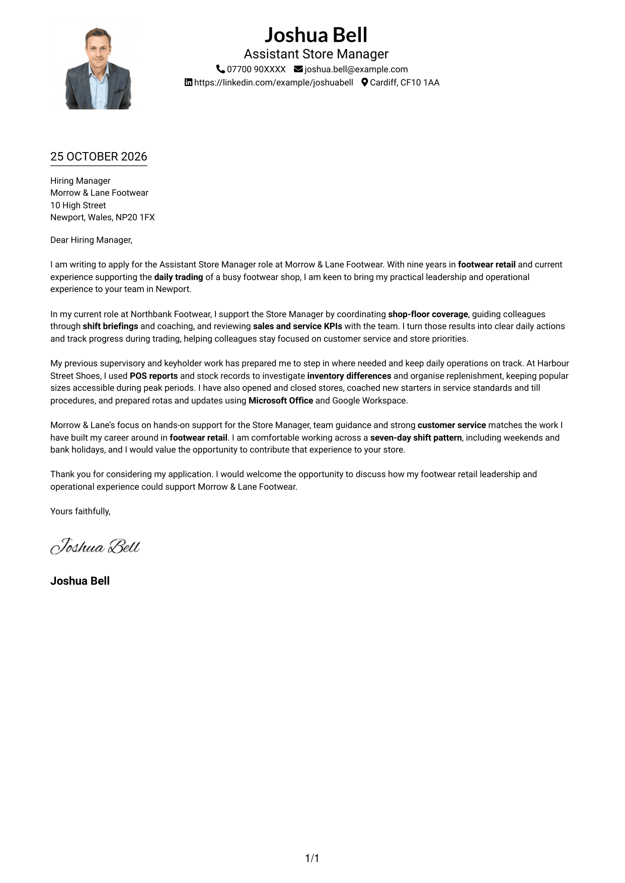 Cover letter example — page 1