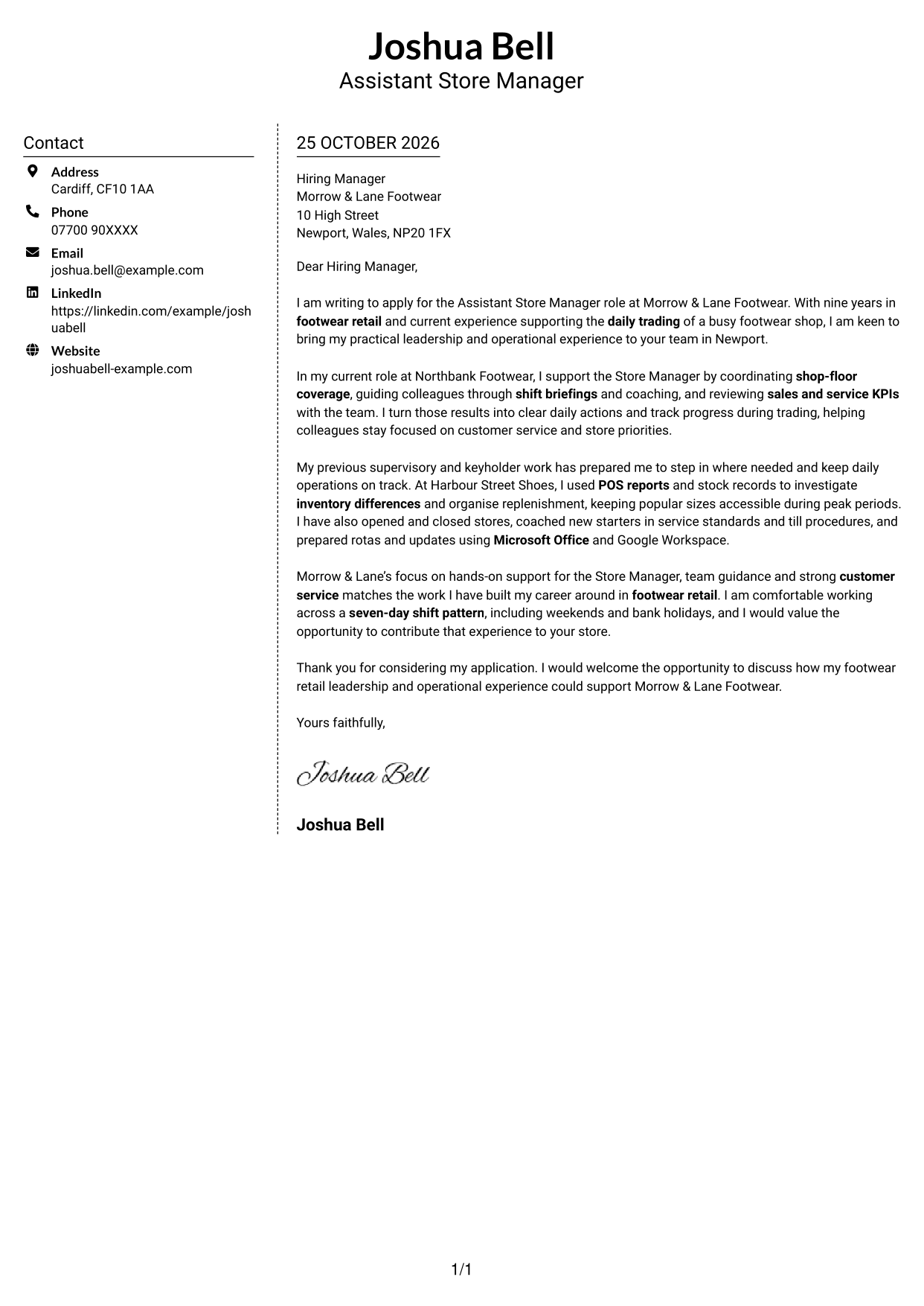 Cover letter example — page 1