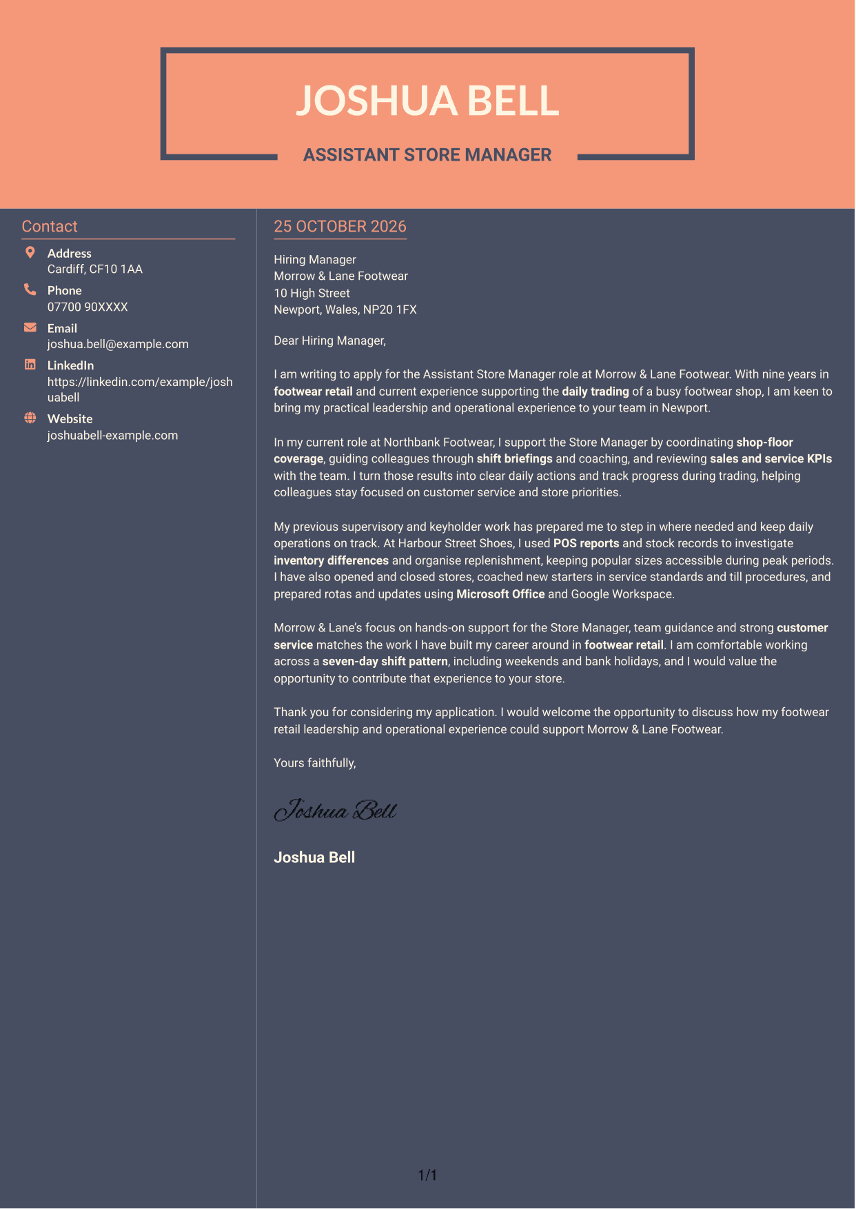 Cover letter example — page 1
