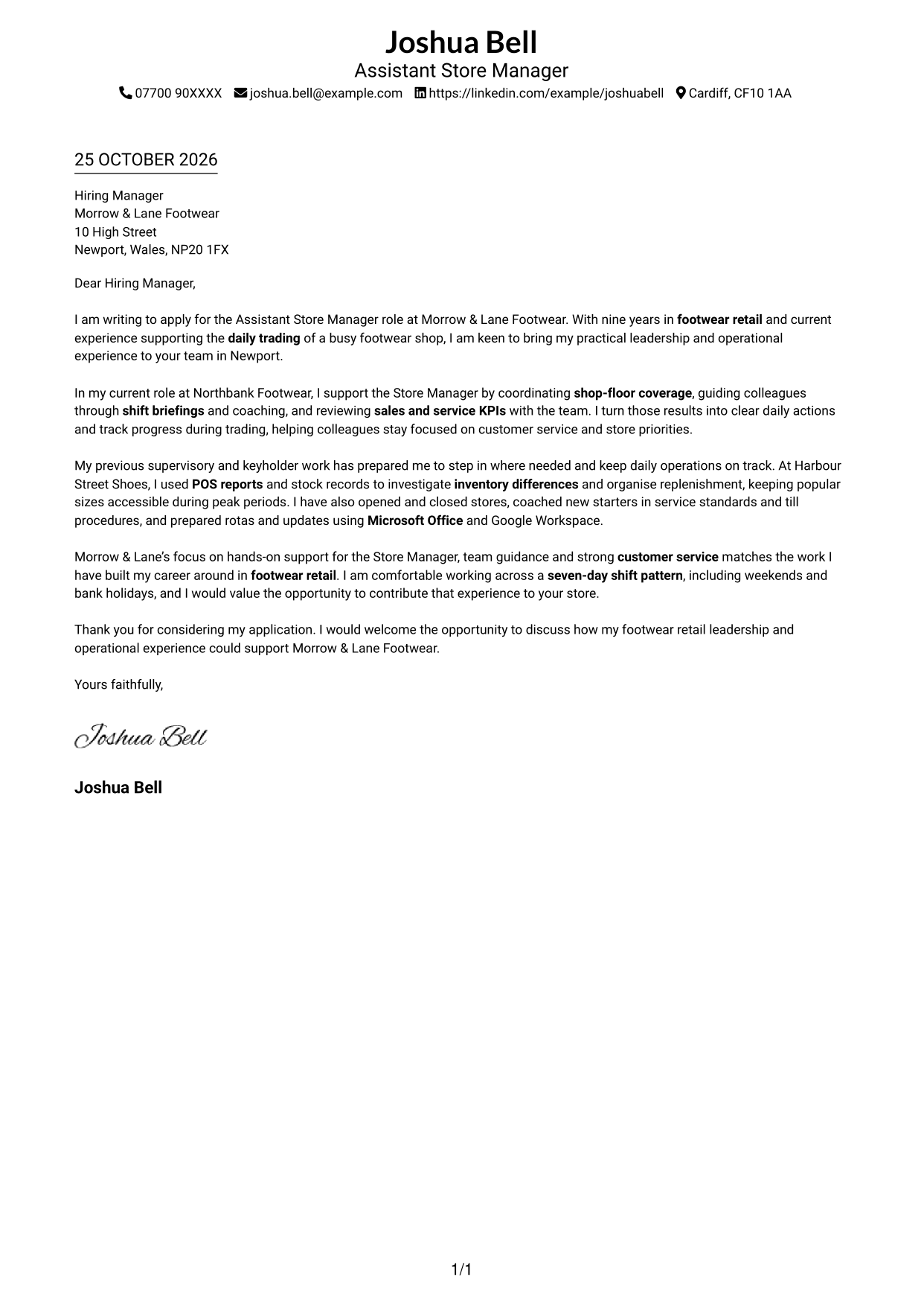 Cover letter example — page 1
