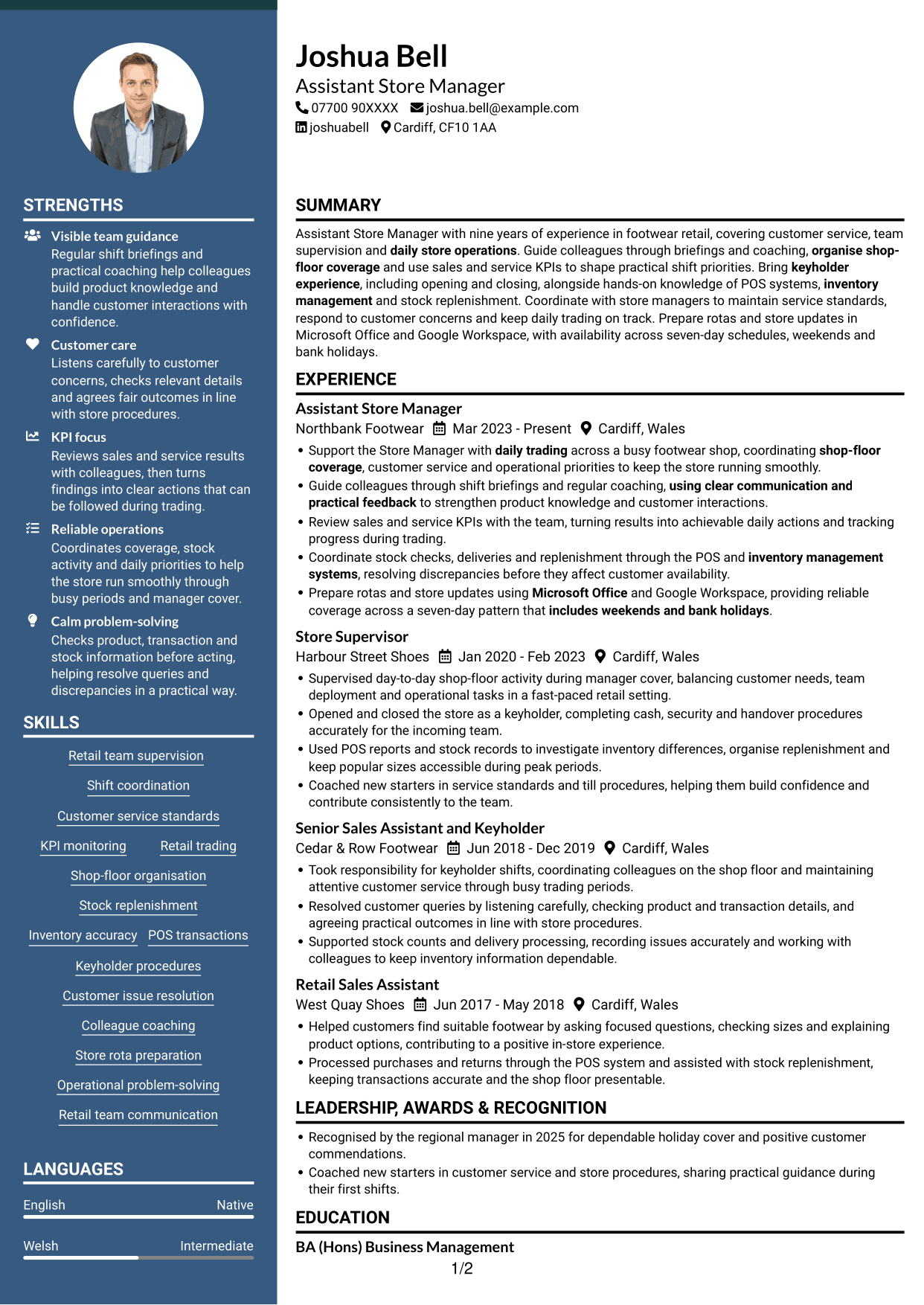 CV example — page 1