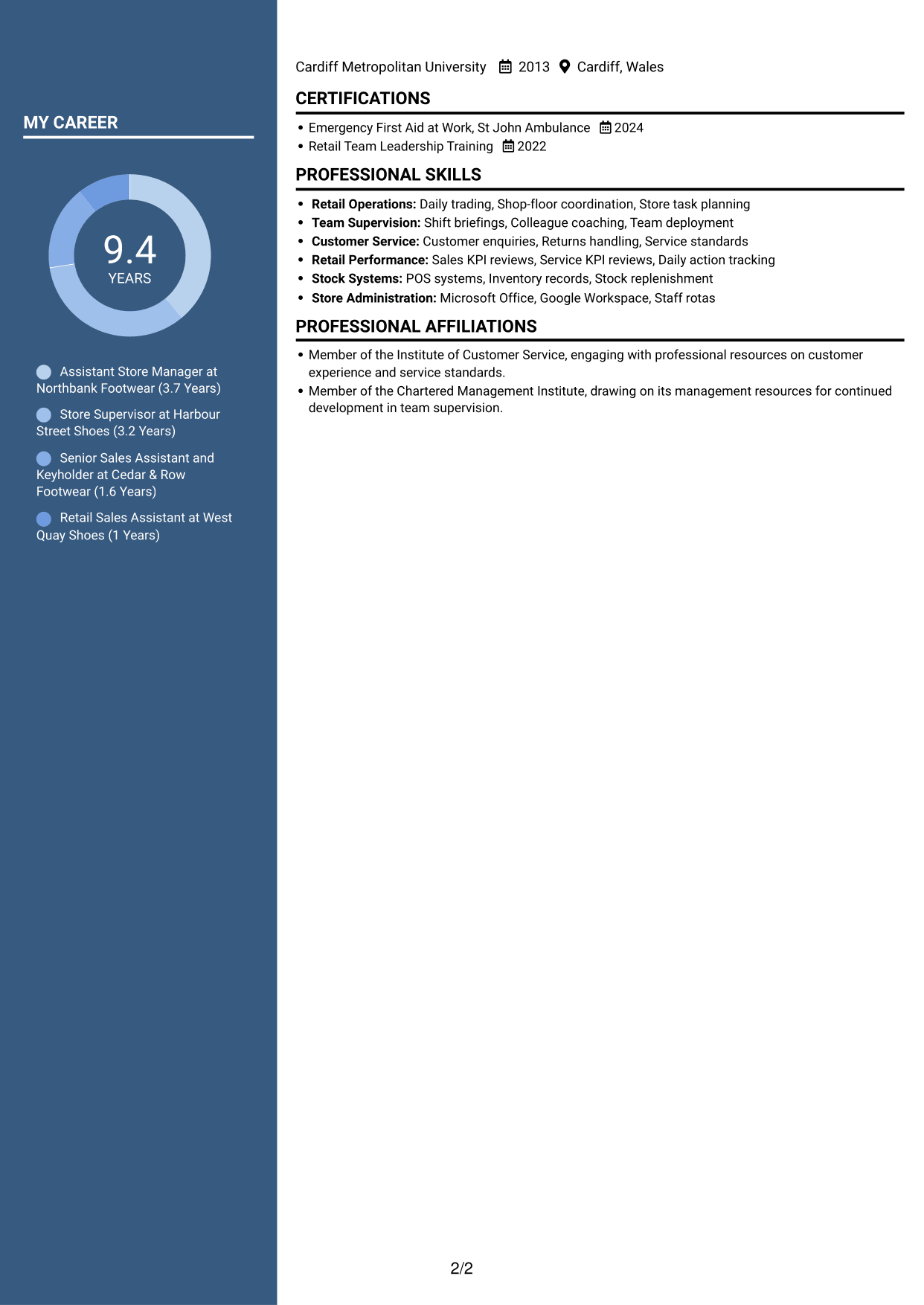 CV example — page 2
