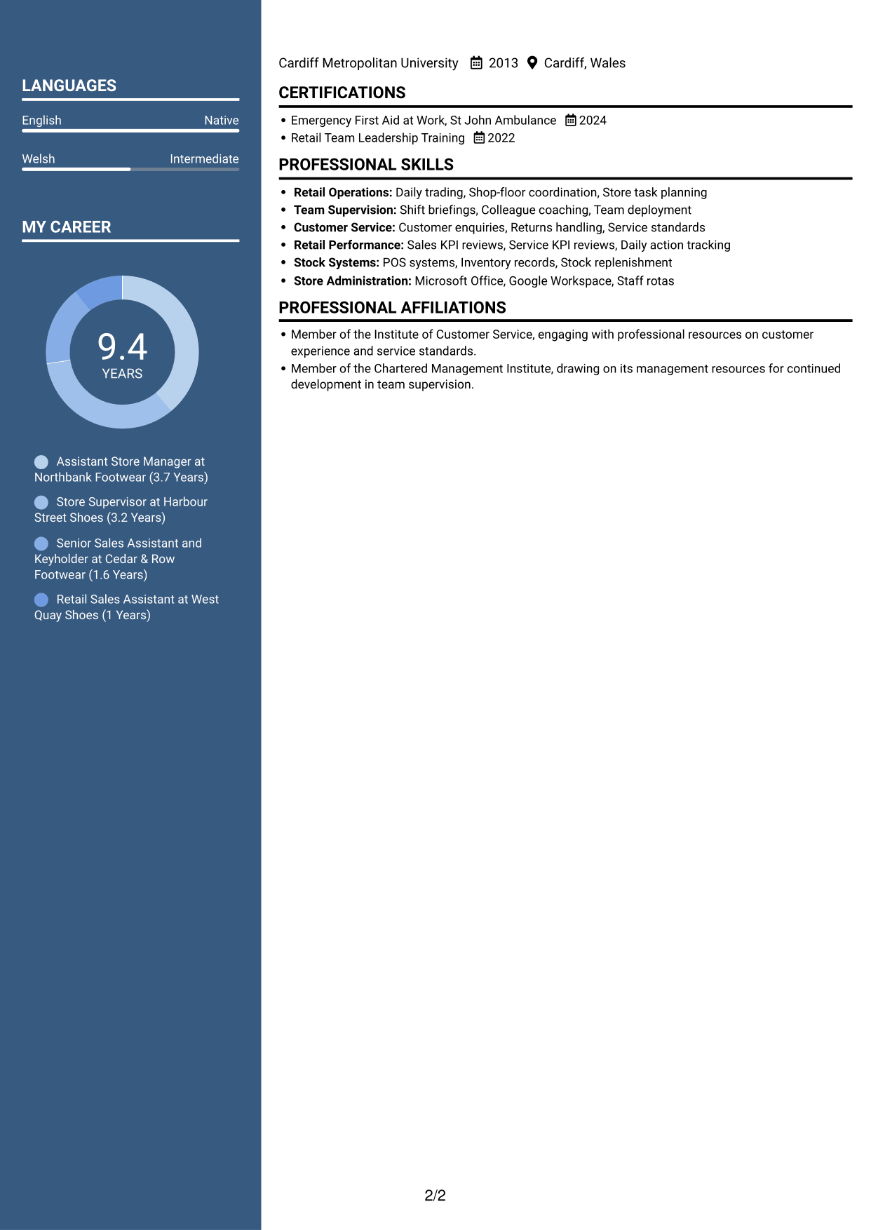 CV example — page 2
