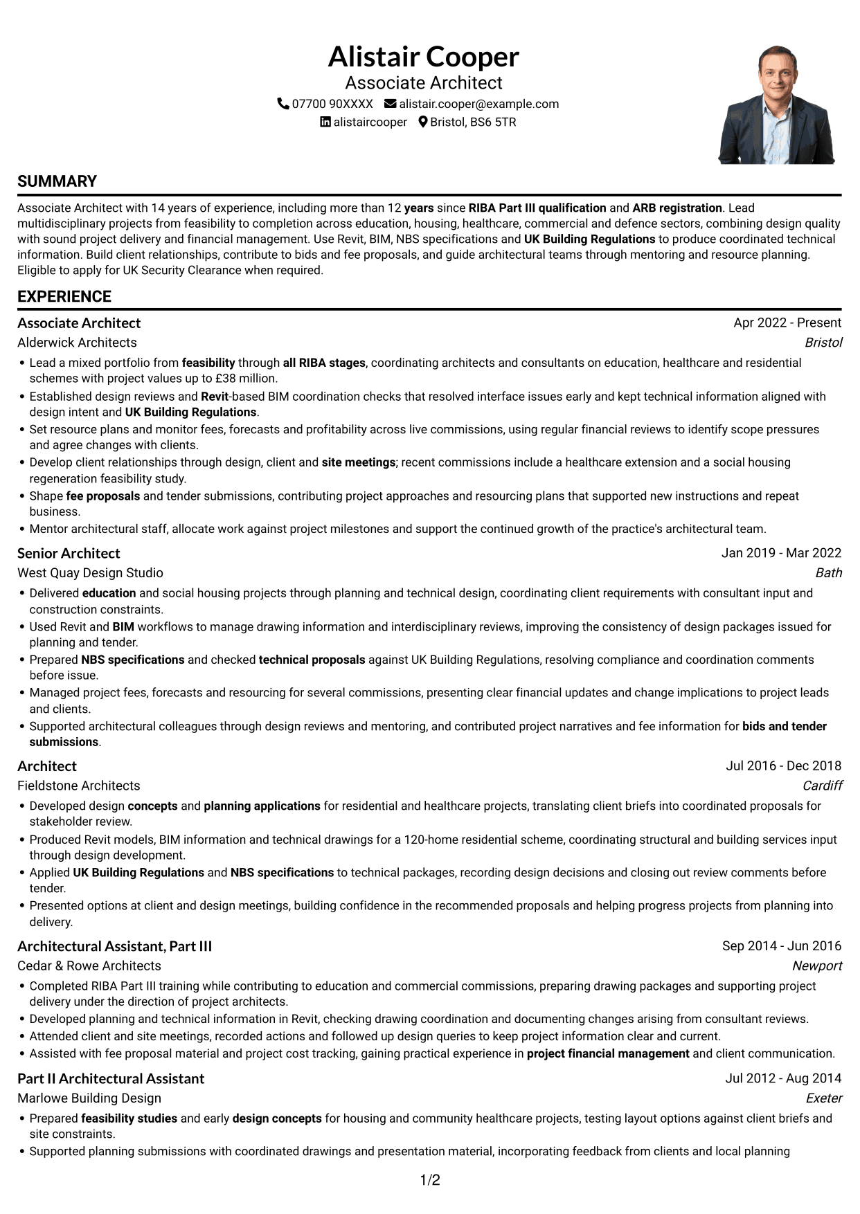 CV example — page 1