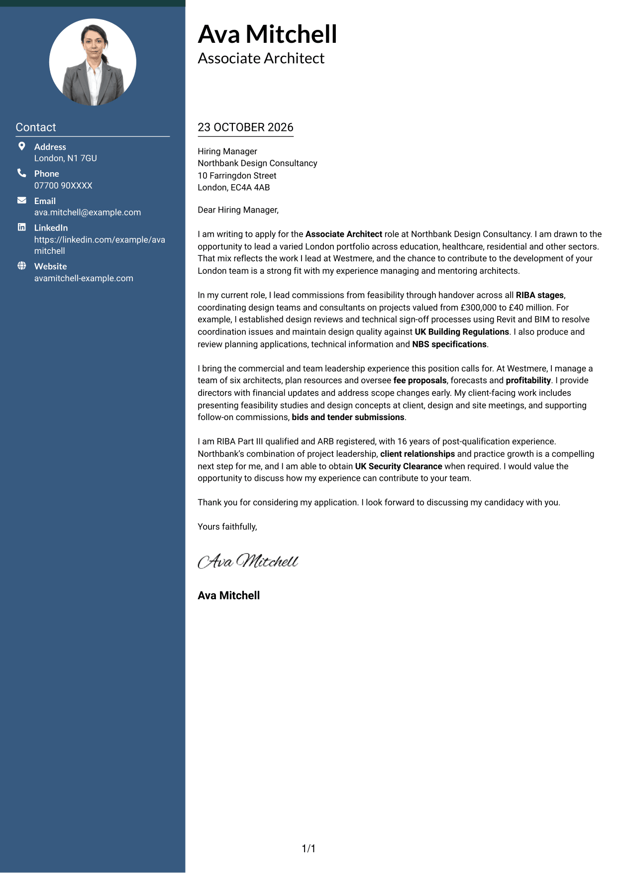 Cover letter example — page 1