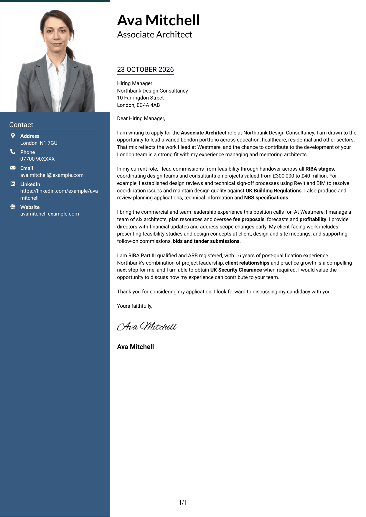 Cover letter example — page 1