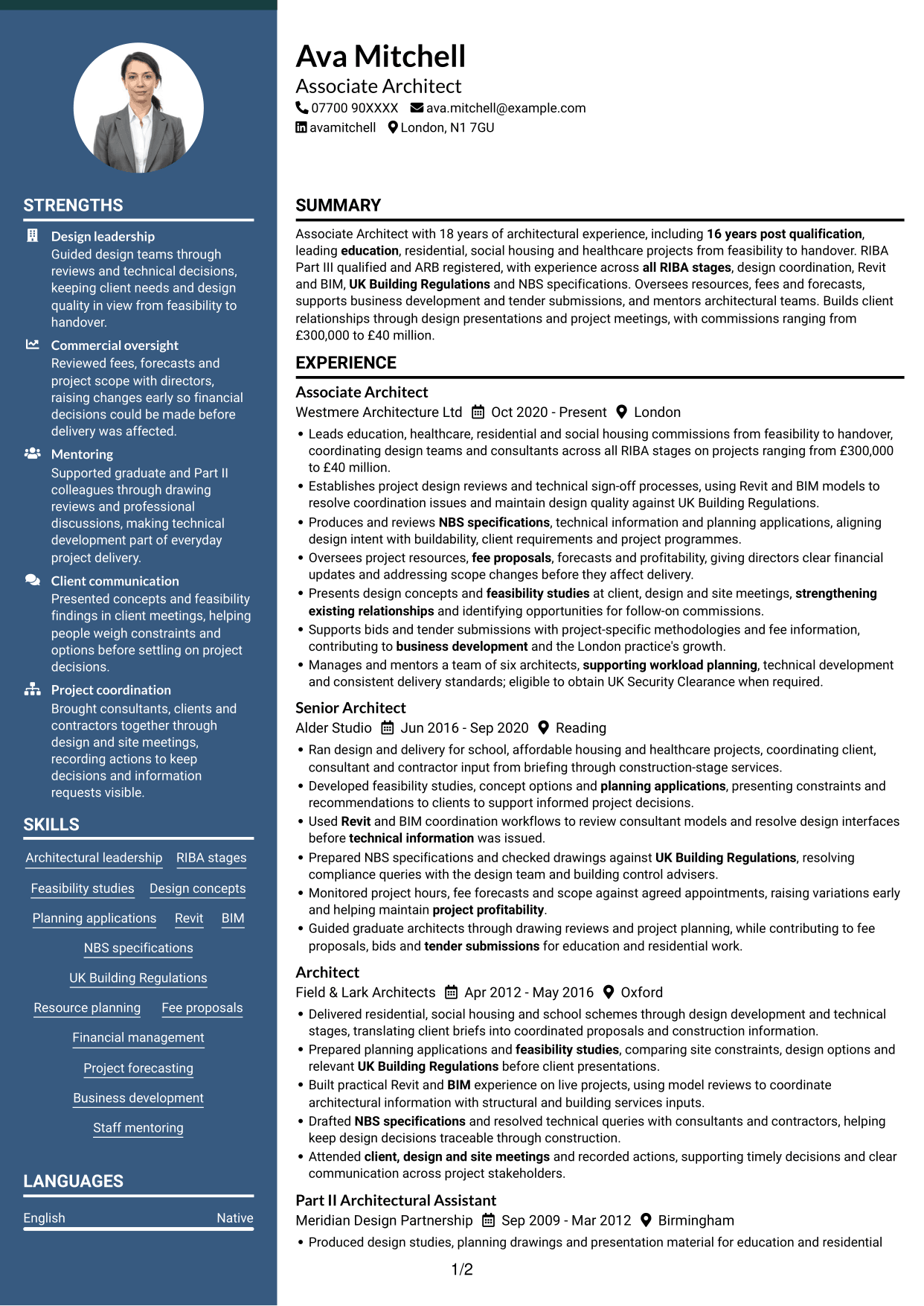 CV example — page 1