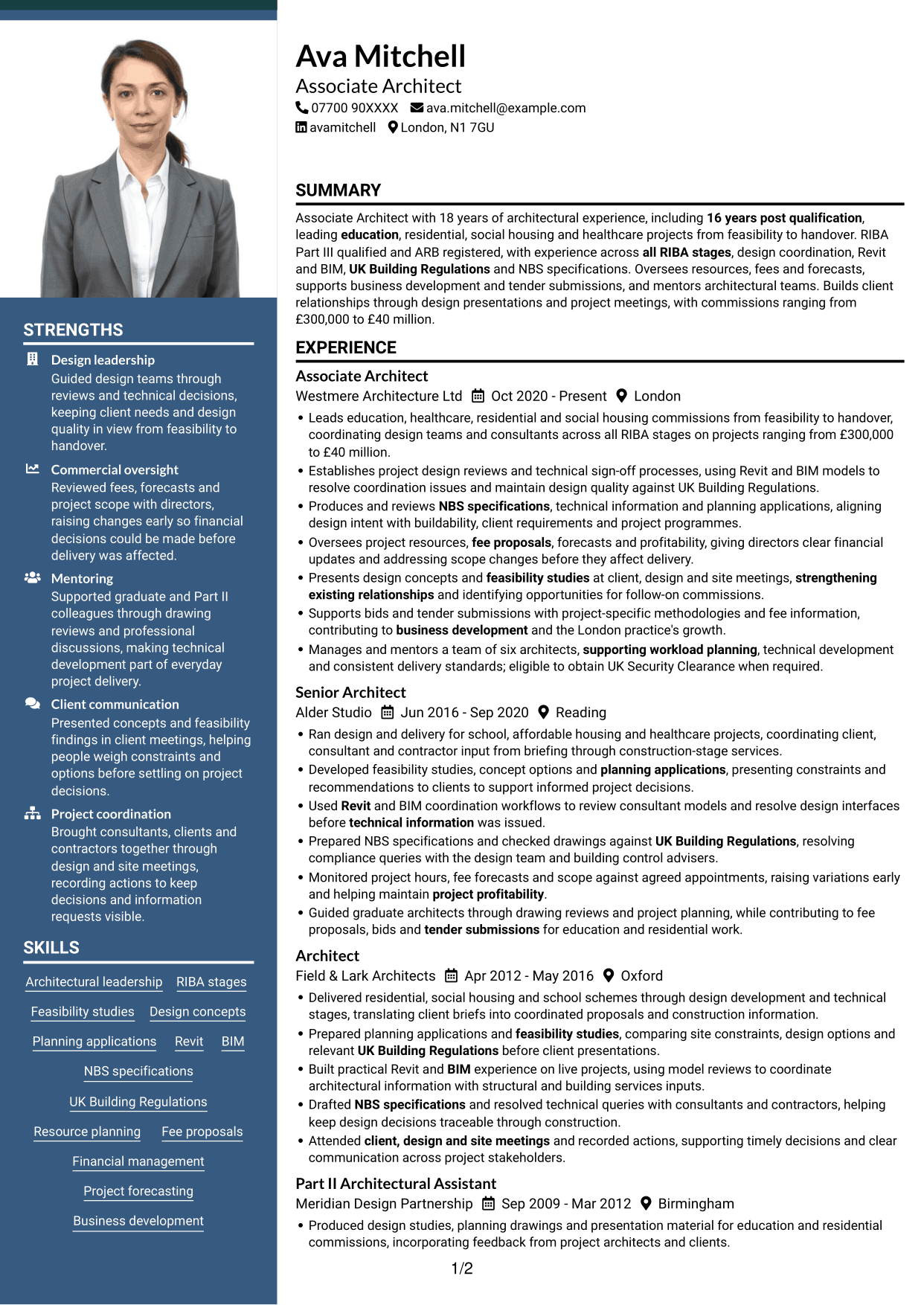 CV example — page 1