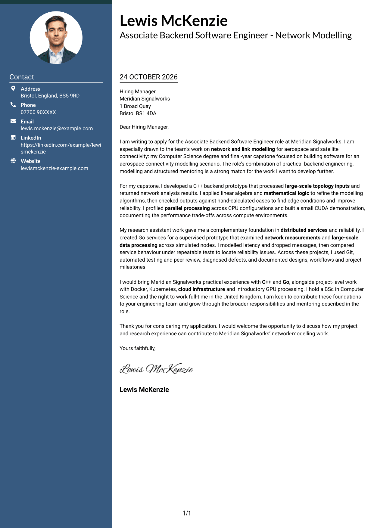 Cover letter example — page 1