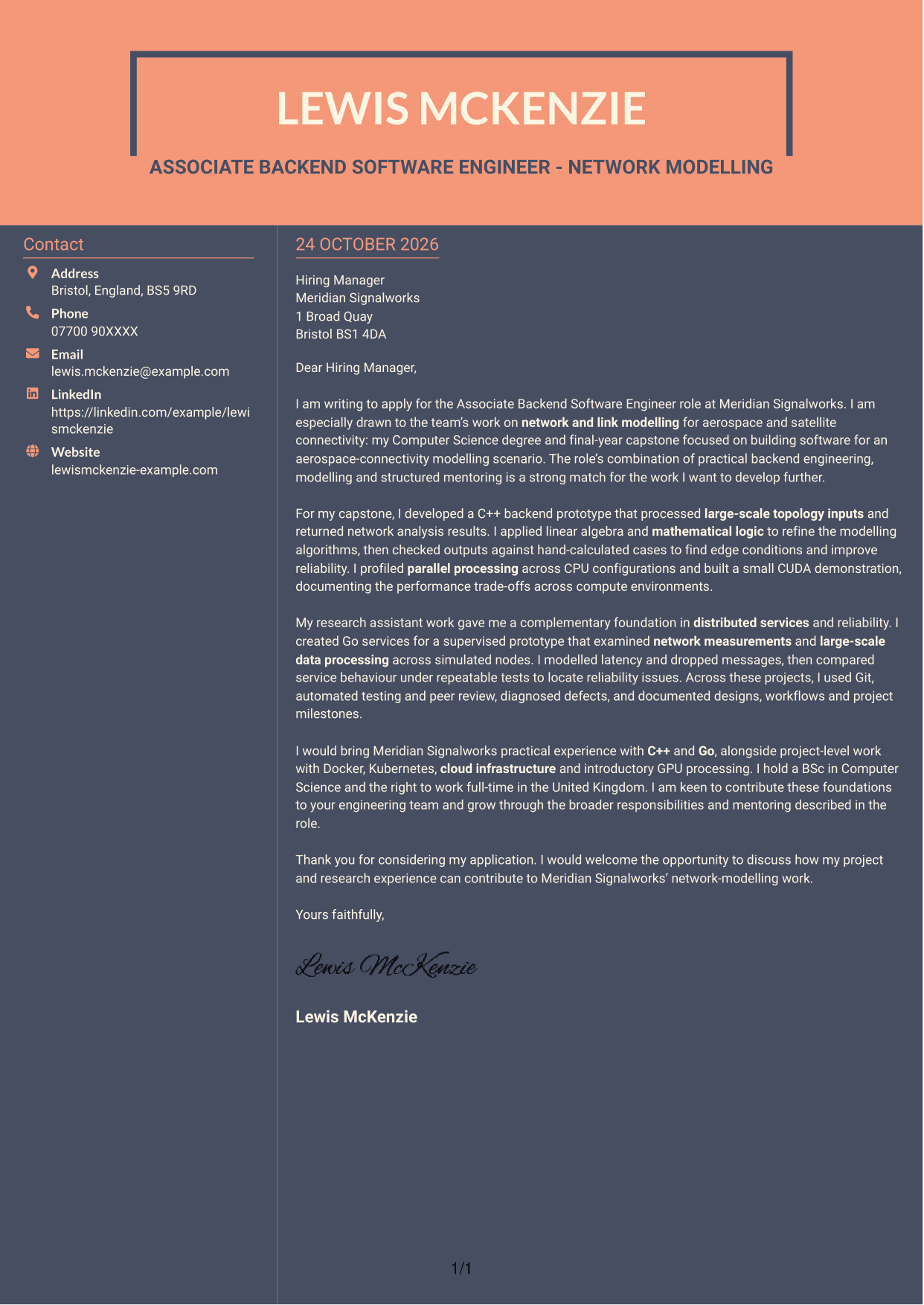 Cover letter example — page 1
