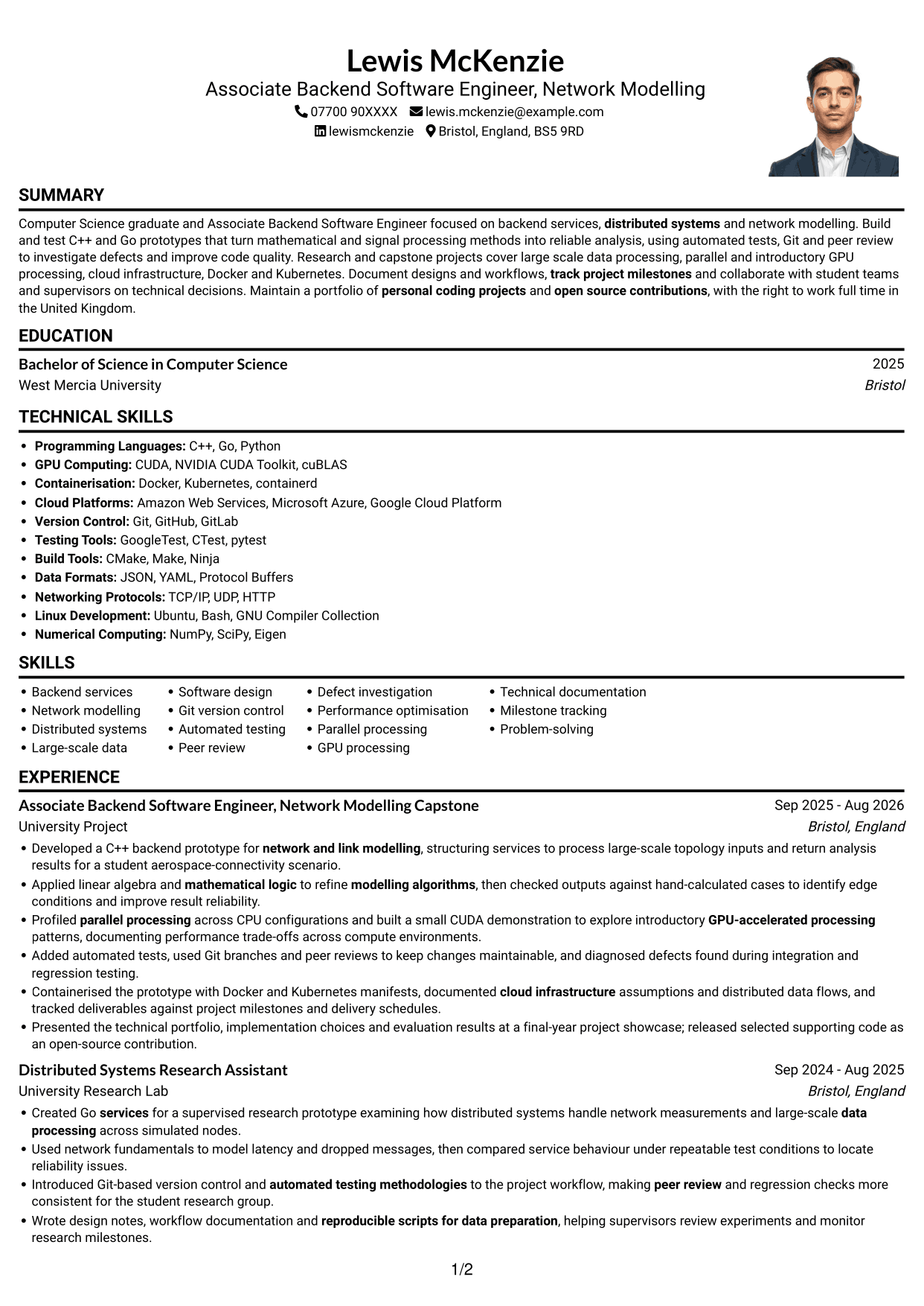 CV example — page 1