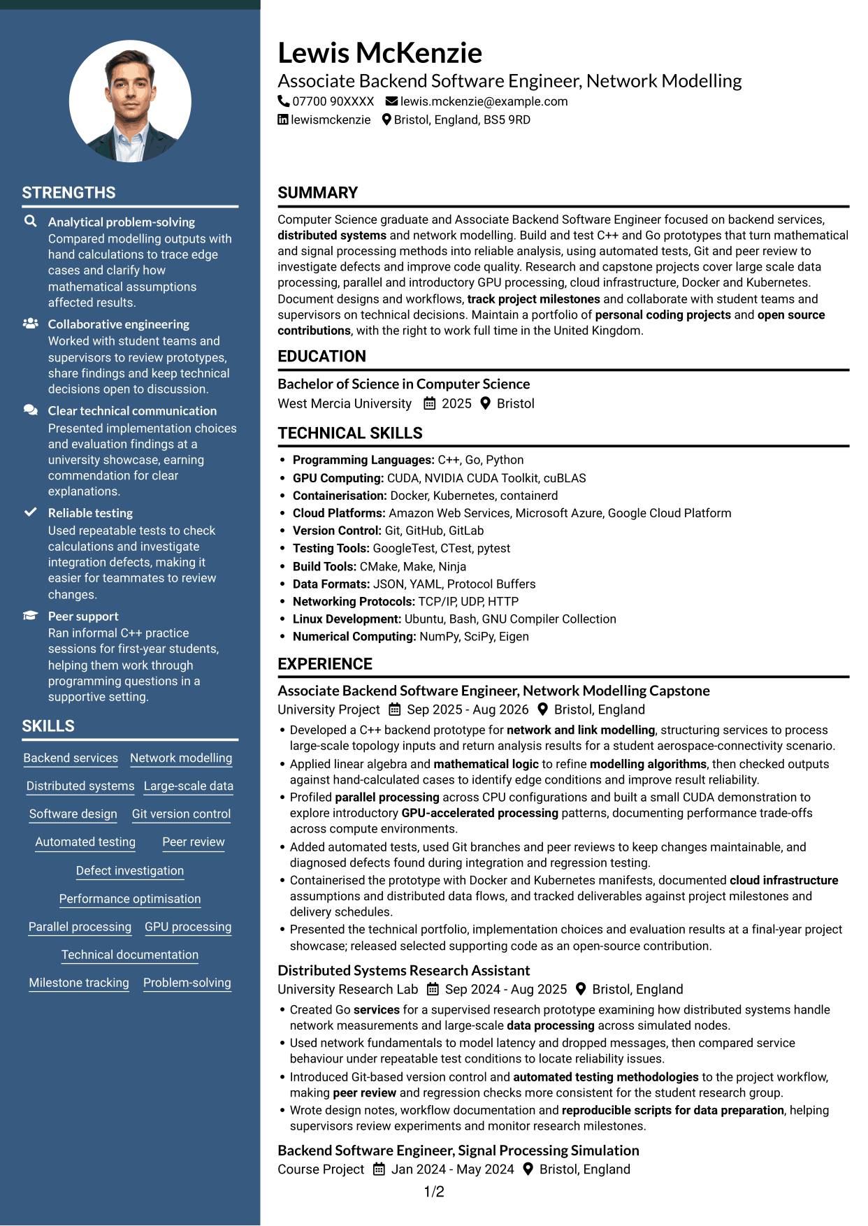 CV example — page 1