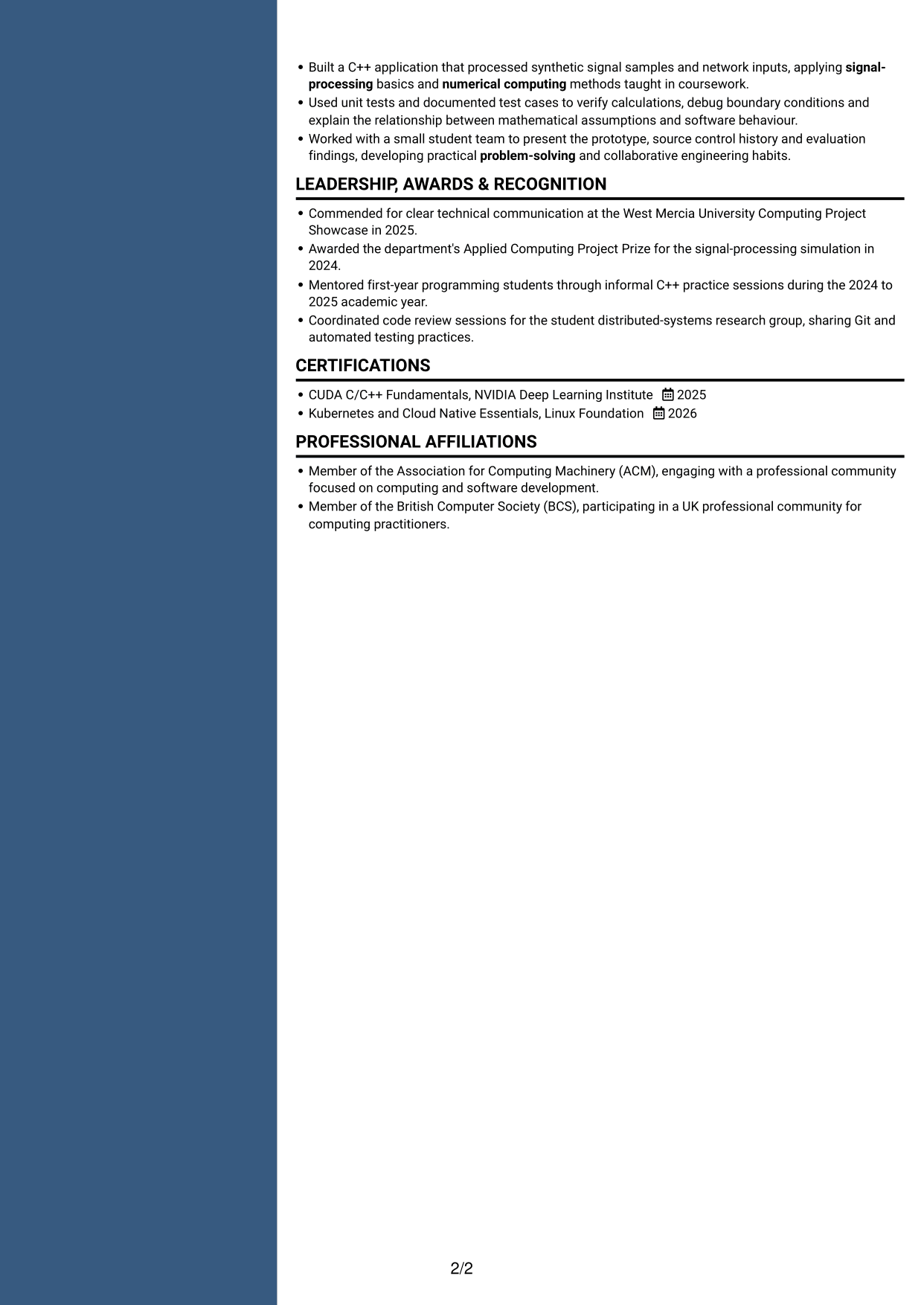 CV example — page 2