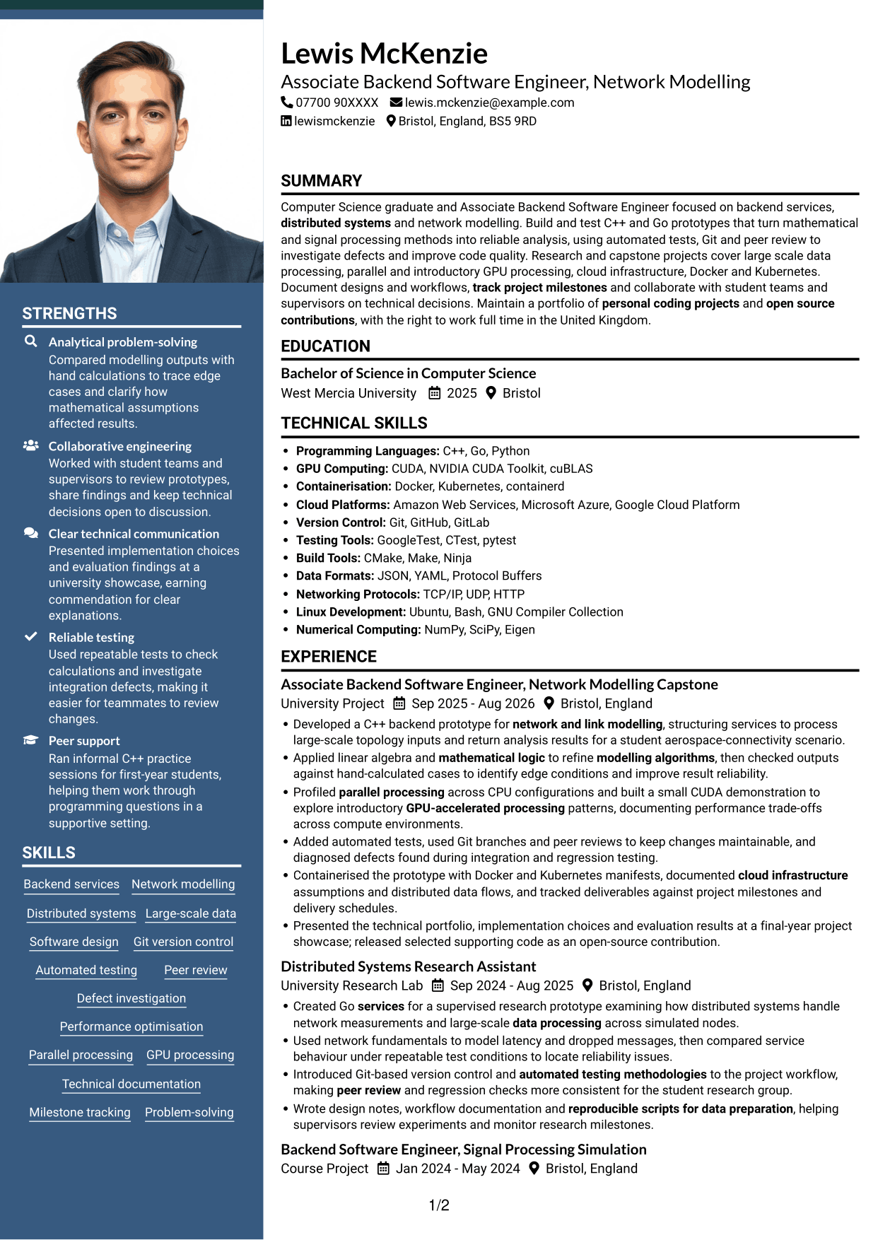 CV example — page 1