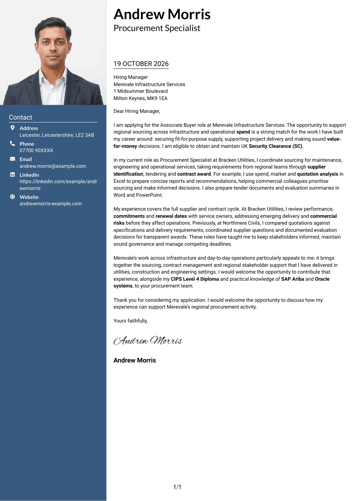 Cover letter example — page 1
