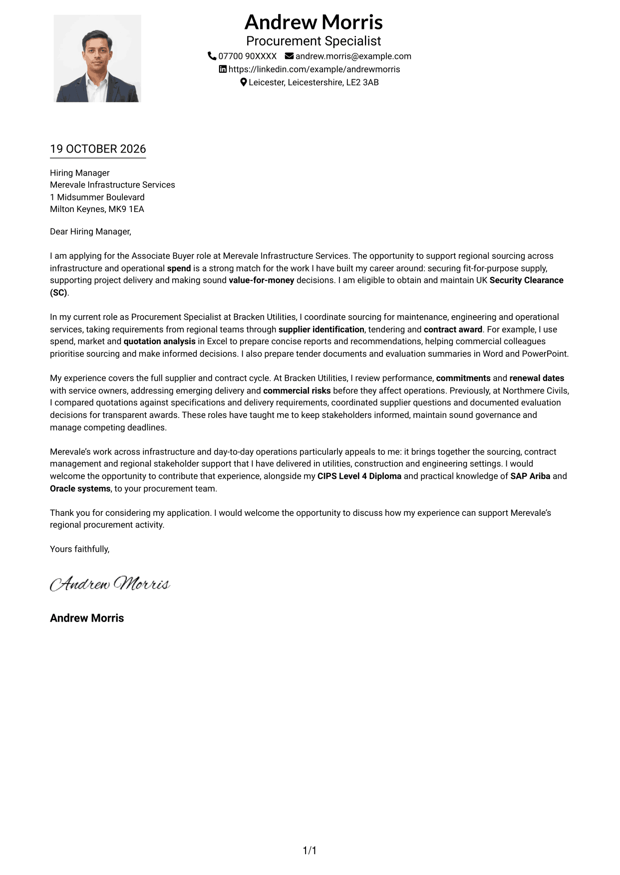 Cover letter example — page 1
