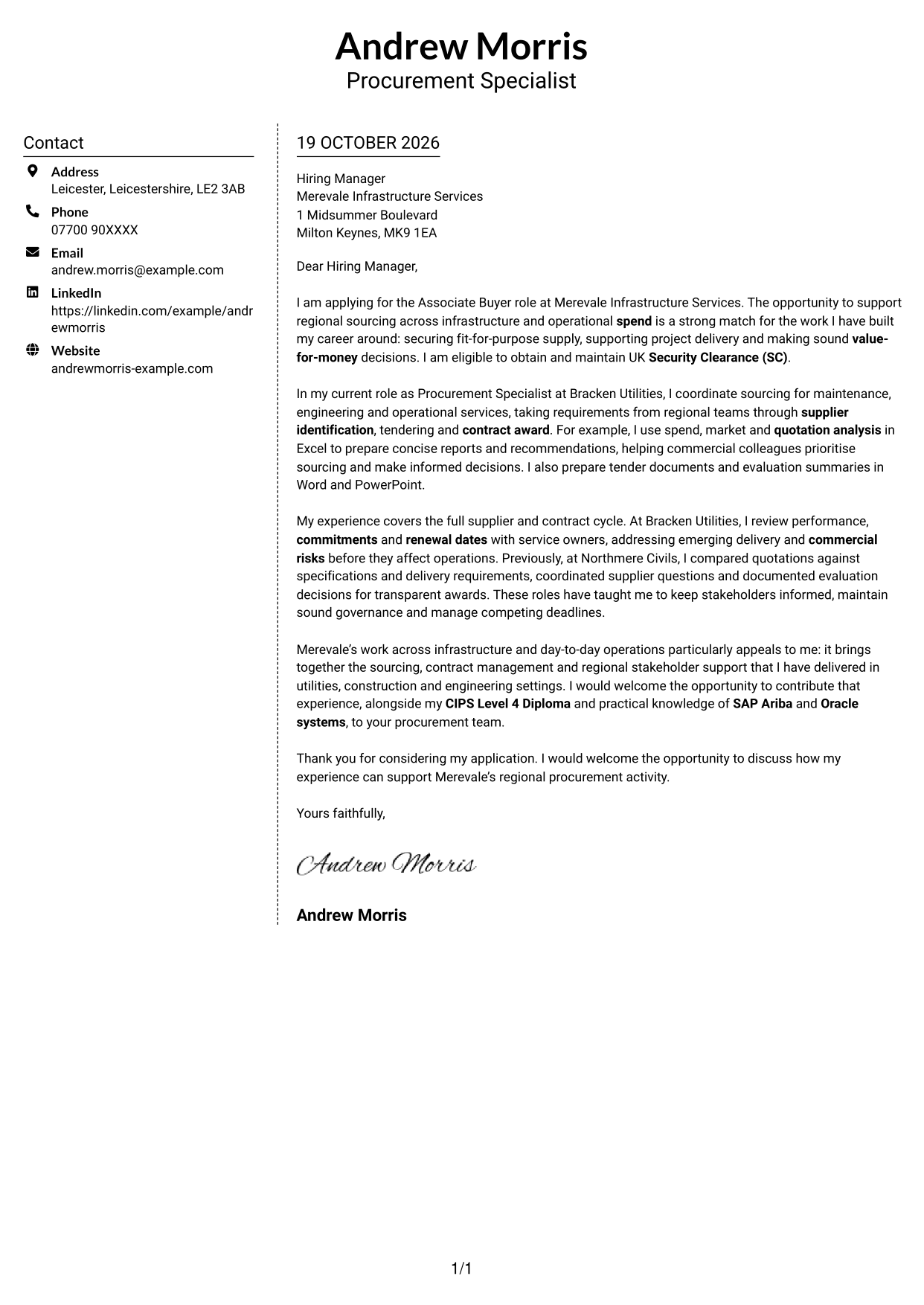 Cover letter example — page 1