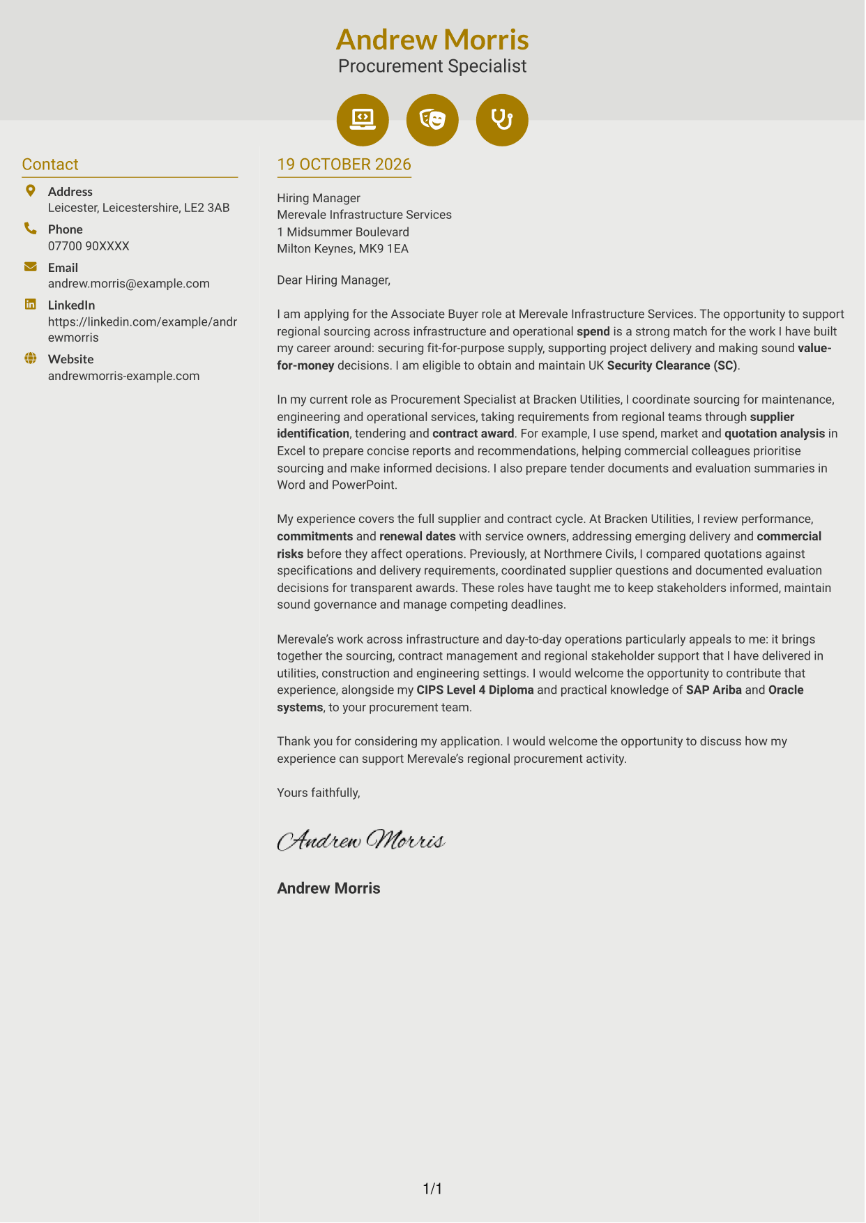 Cover letter example — page 1