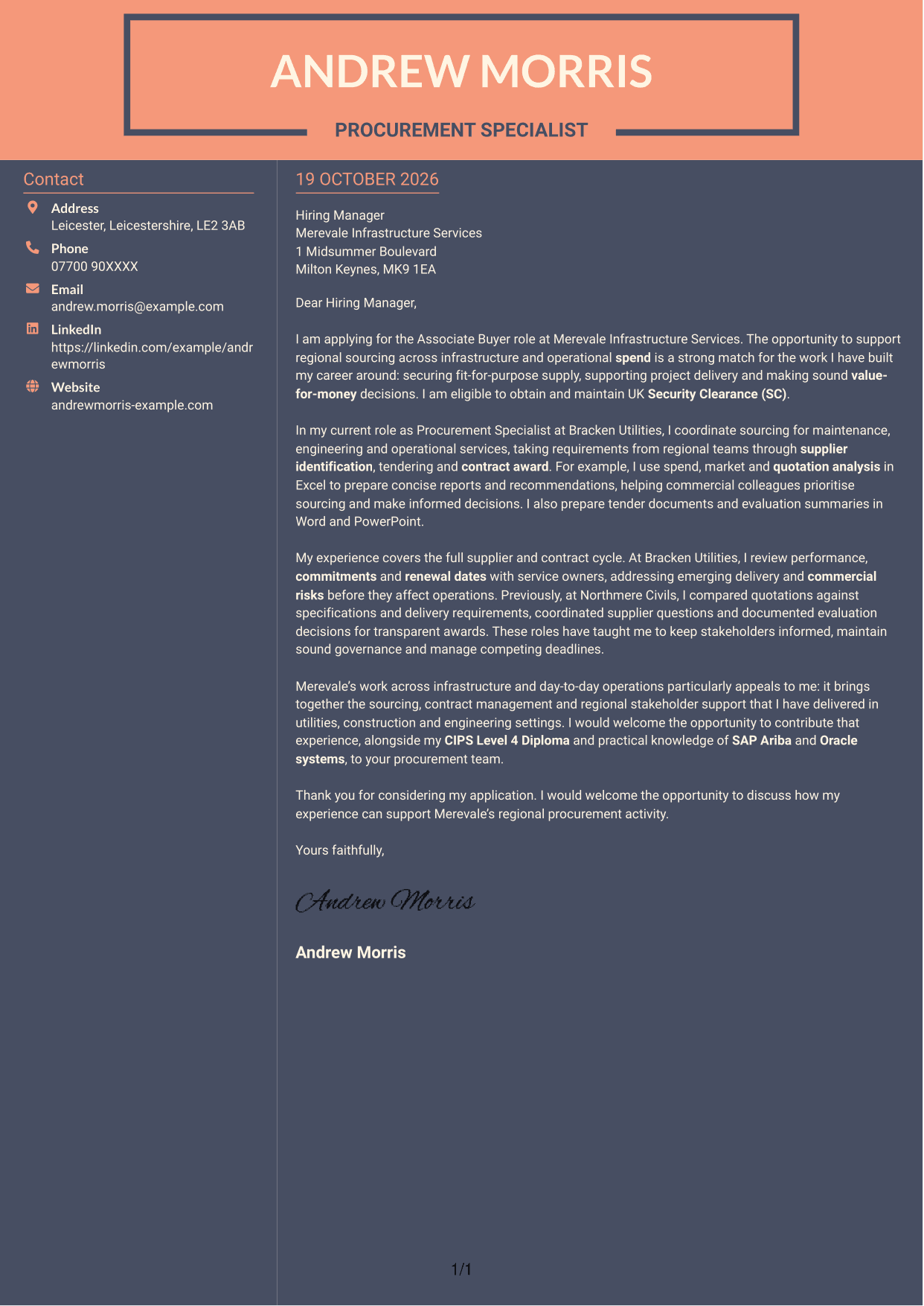 Cover letter example — page 1