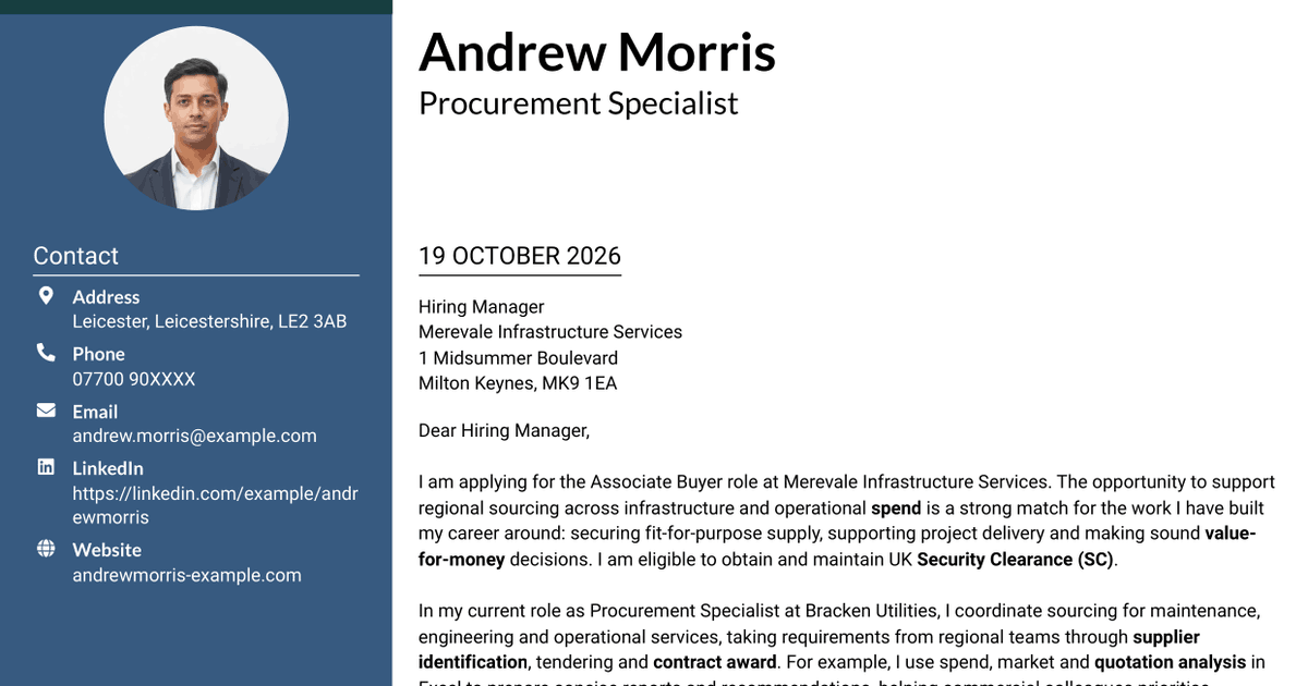 7 Associate Buyer - Sourcing and Contract Management Cover Letter Templates with Example