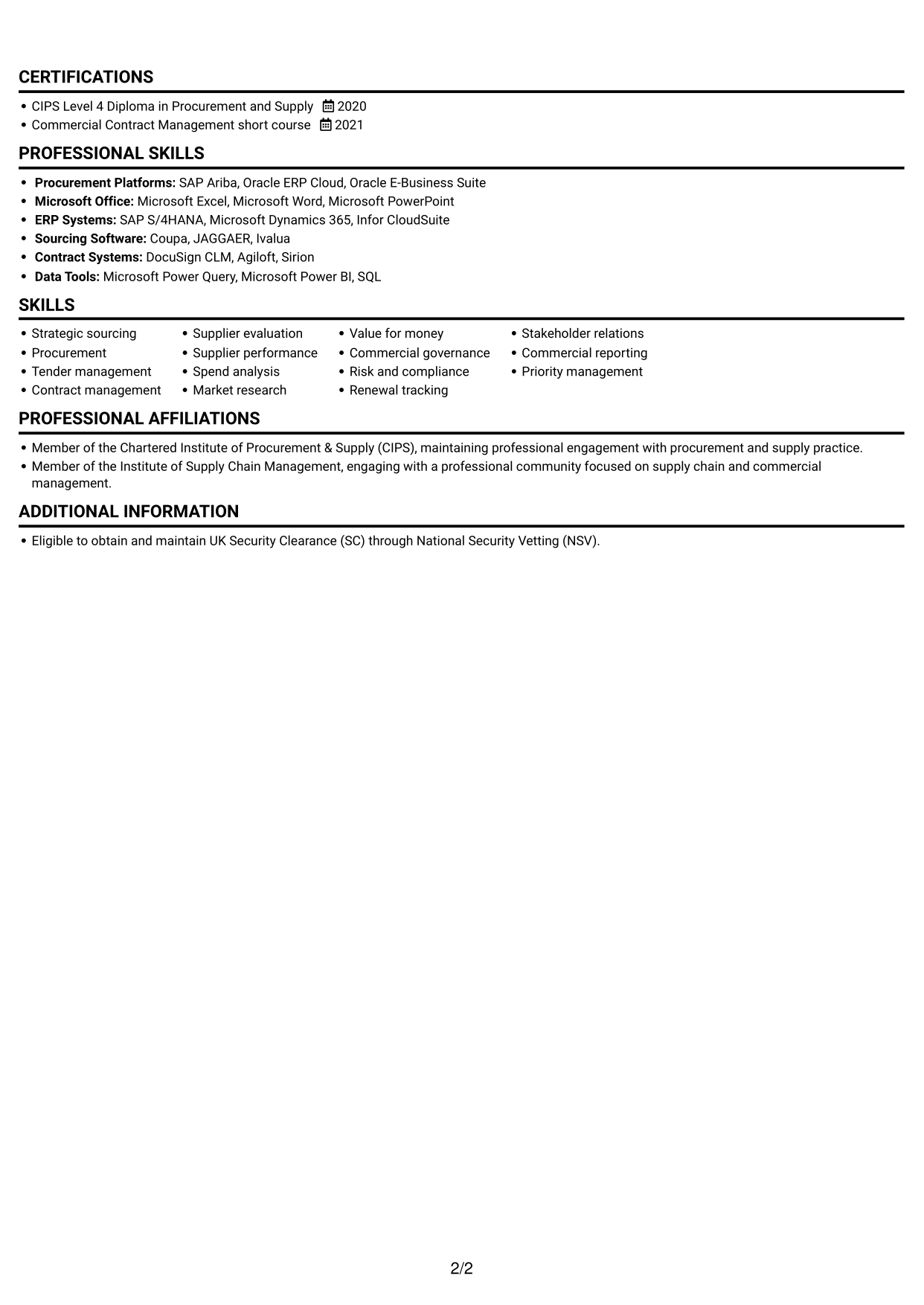 CV example — page 2