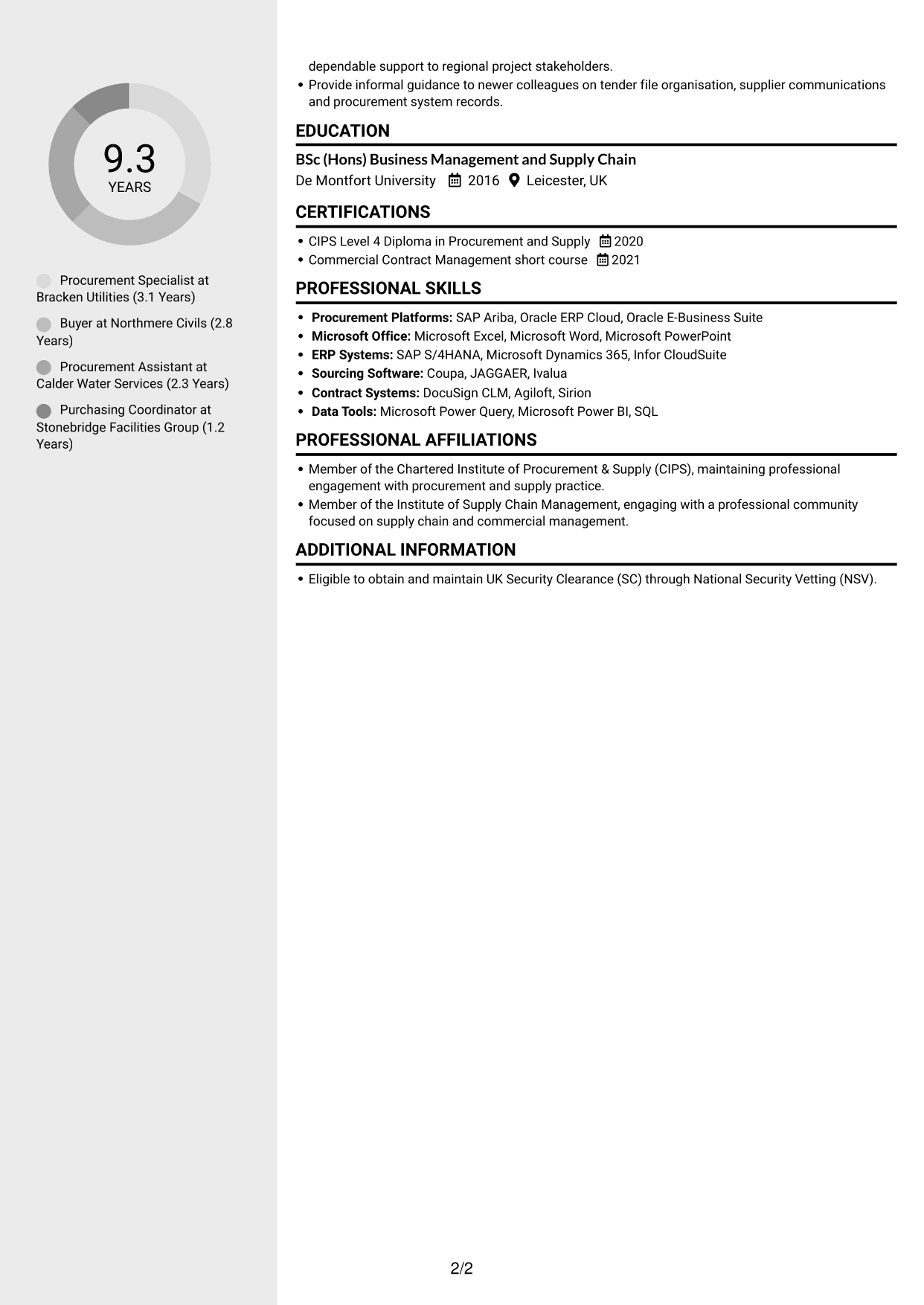 CV example — page 2