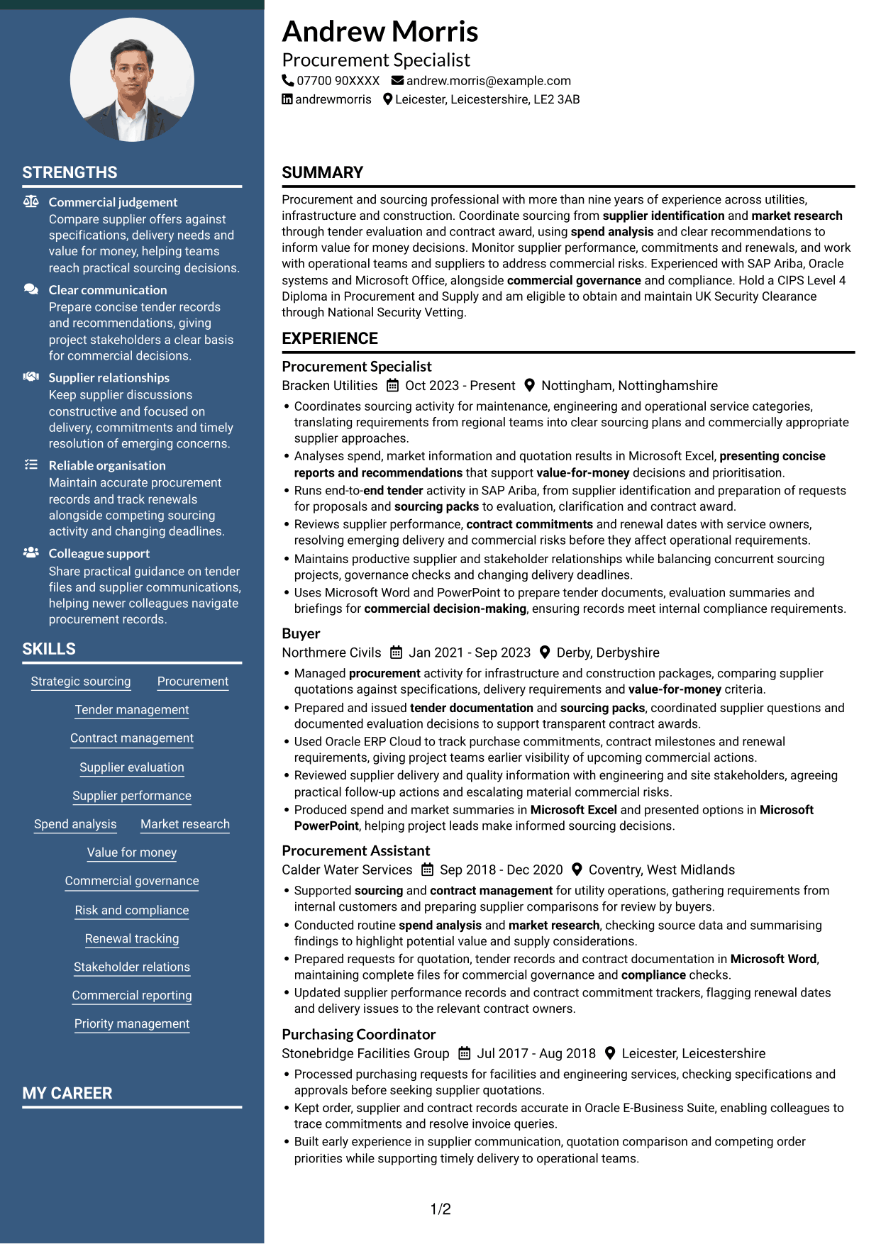 CV example — page 1