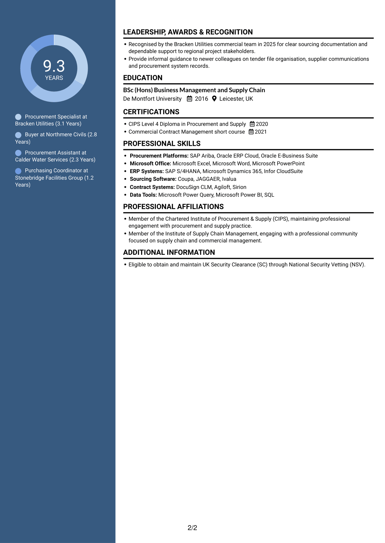 CV example — page 2