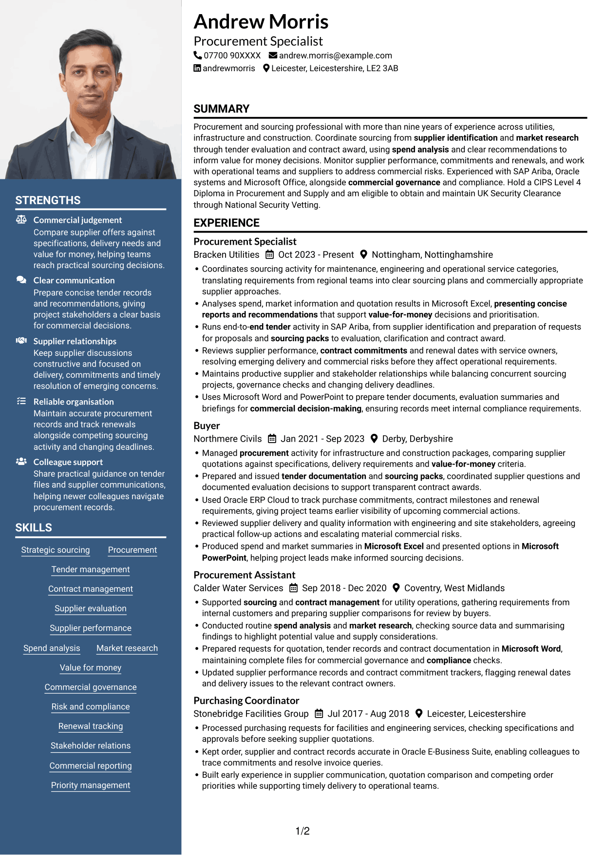 CV example — page 1
