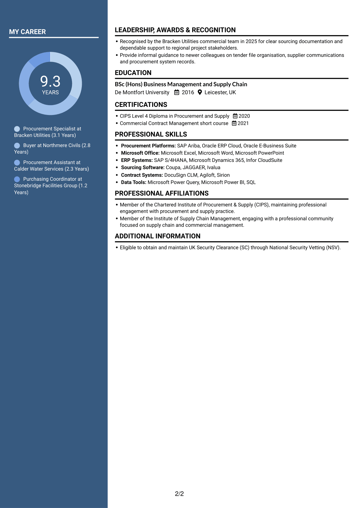 CV example — page 2