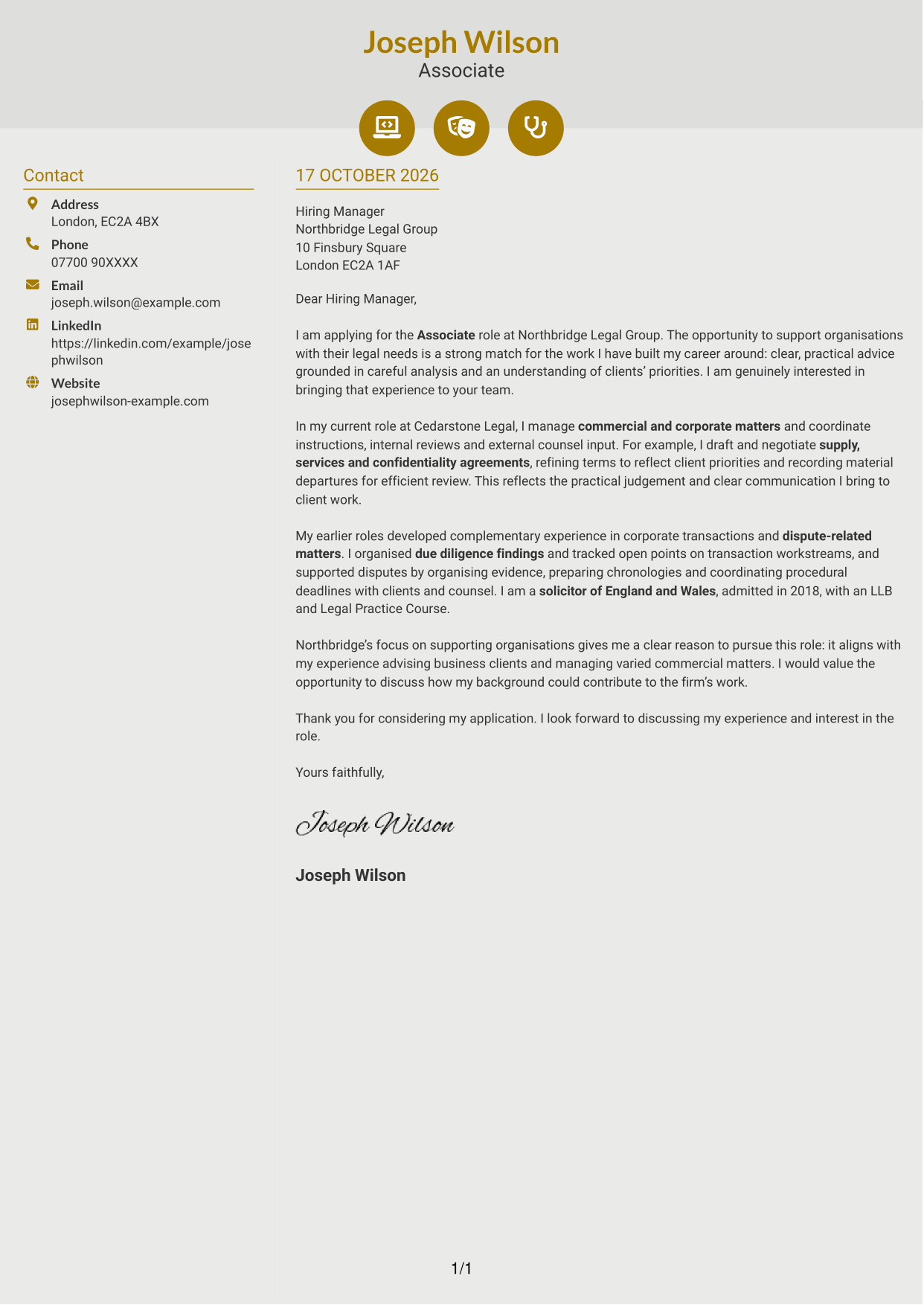 Cover letter example — page 1