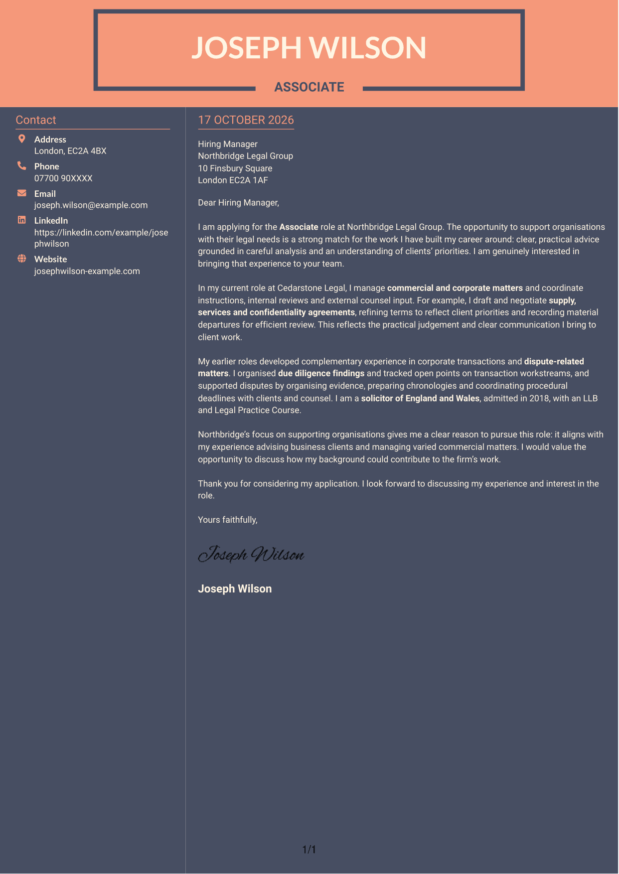 Cover letter example — page 1