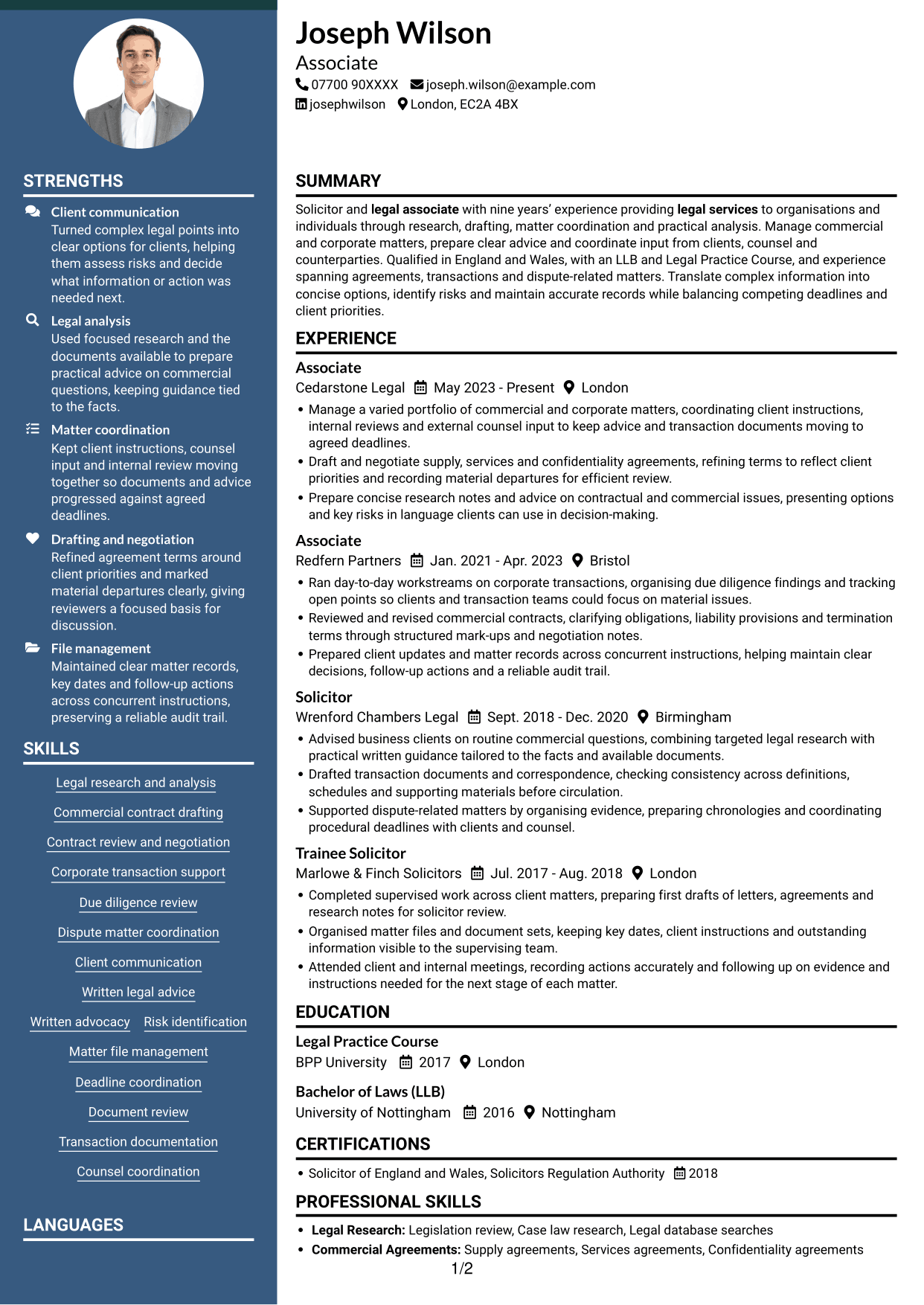 CV example — page 1