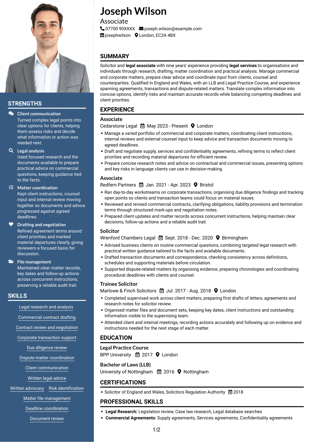 CV example — page 1