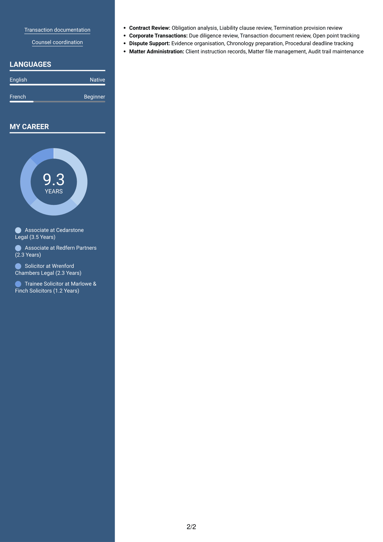 CV example — page 2