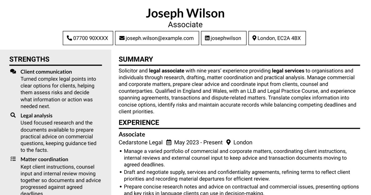 7 Associate CV Templates with Example
