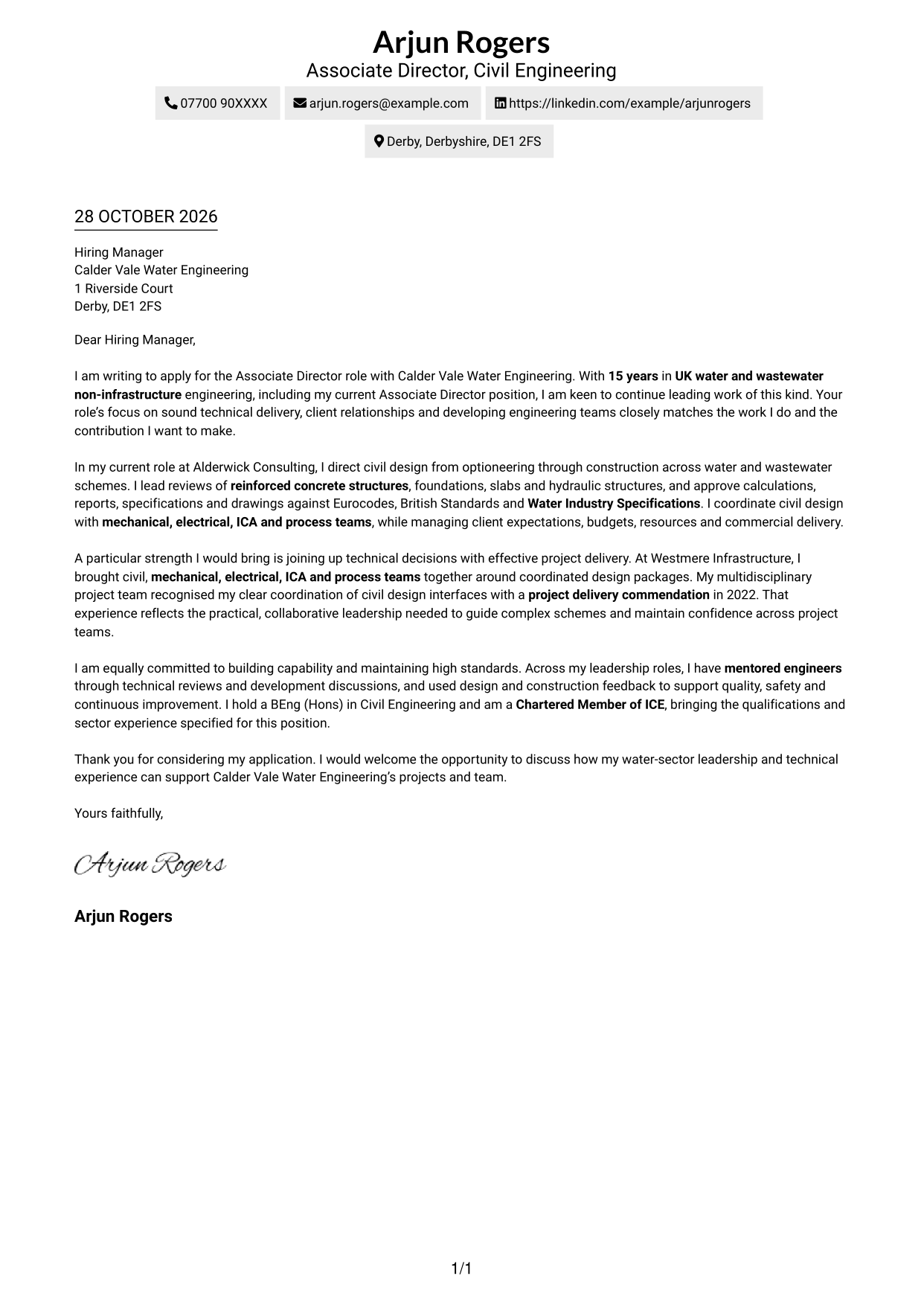 Cover letter example — page 1