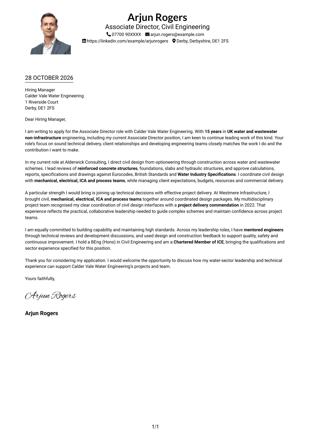 Cover letter example — page 1