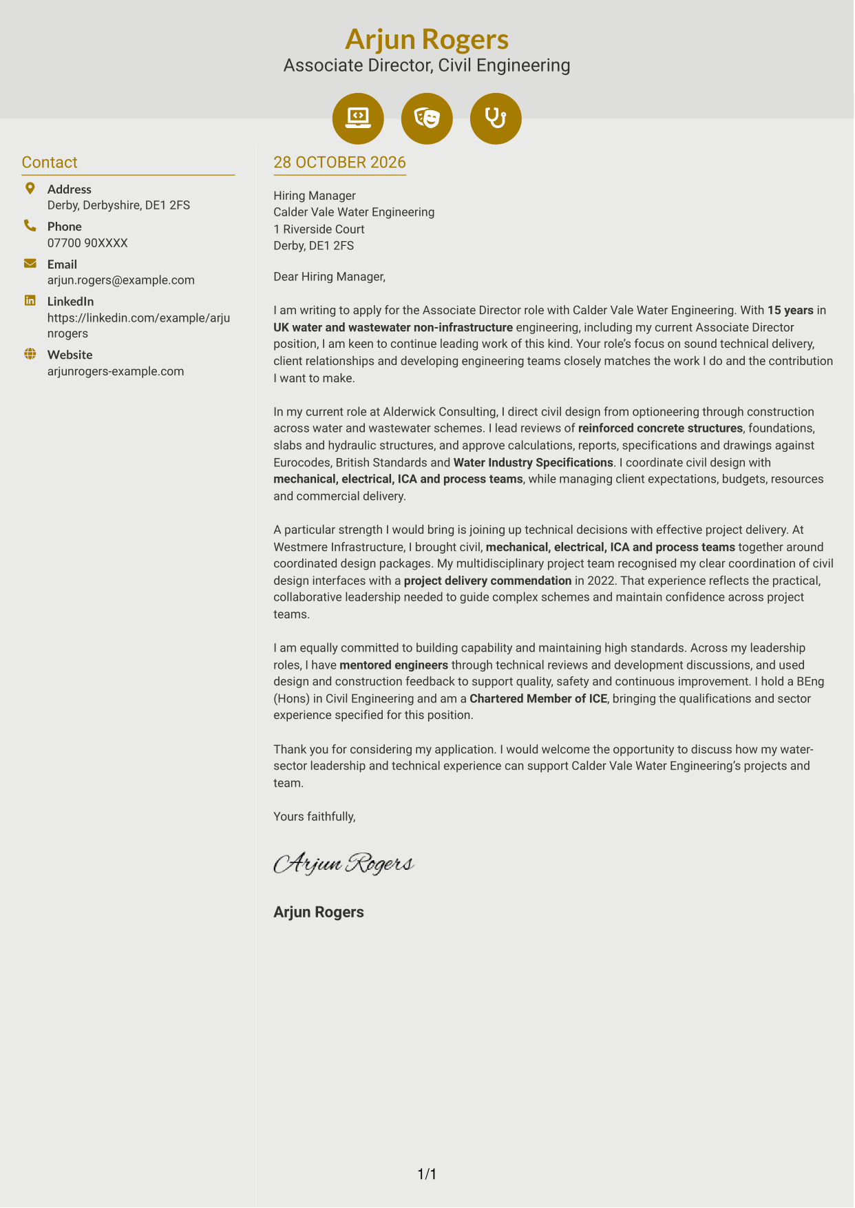 Cover letter example — page 1