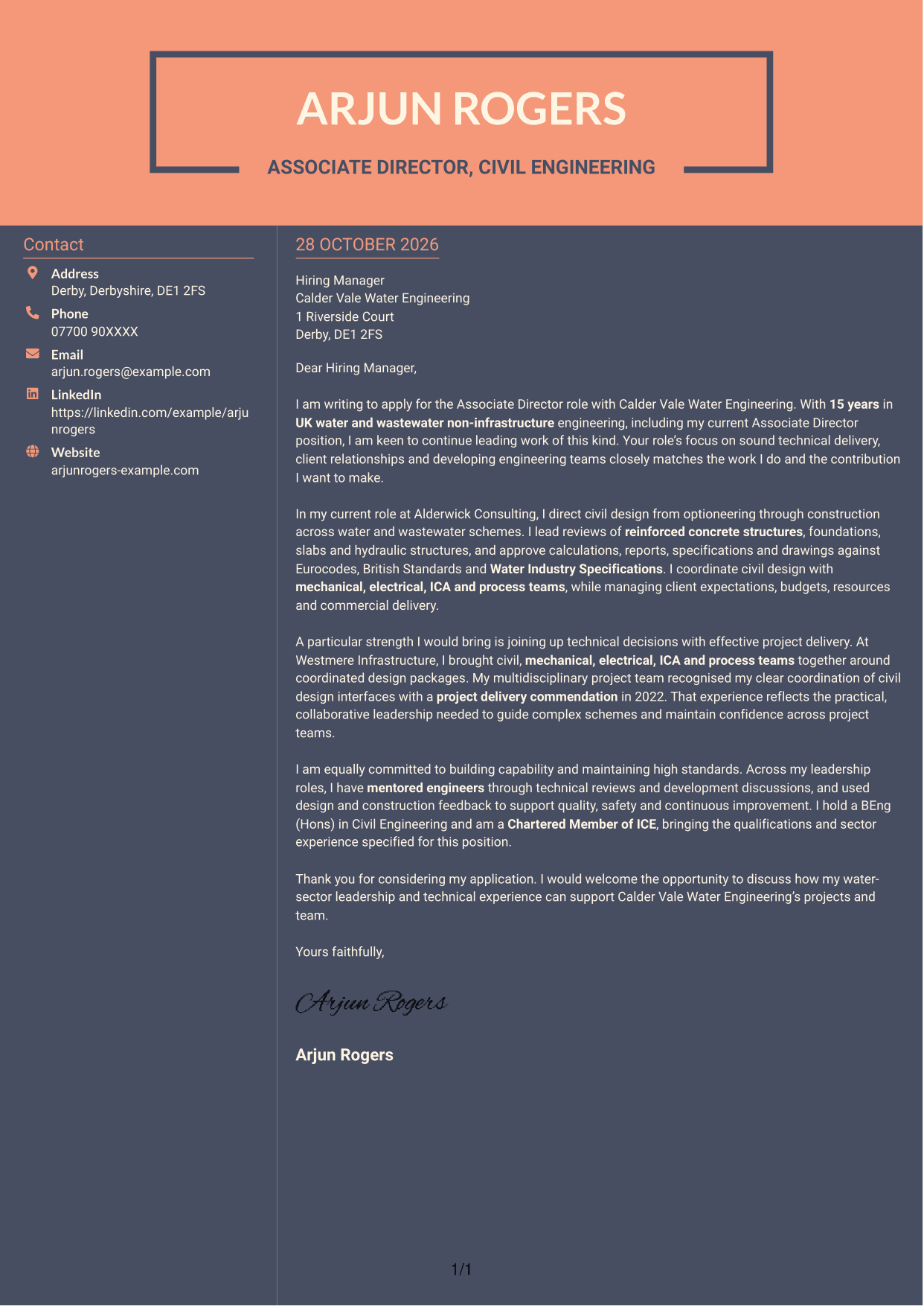 Cover letter example — page 1