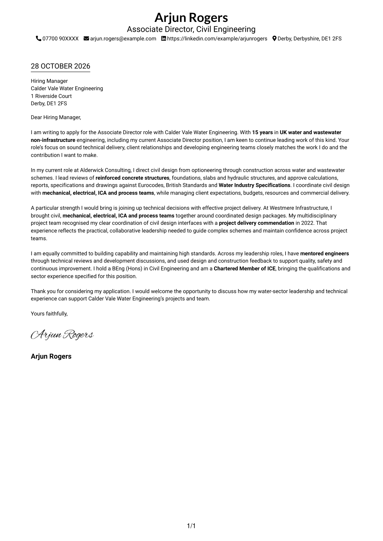 Cover letter example — page 1