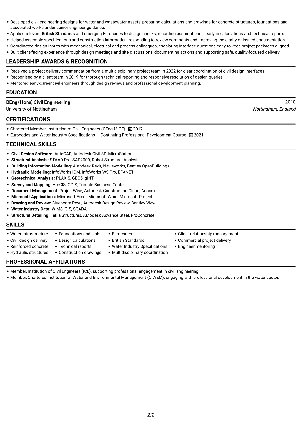 CV example — page 2