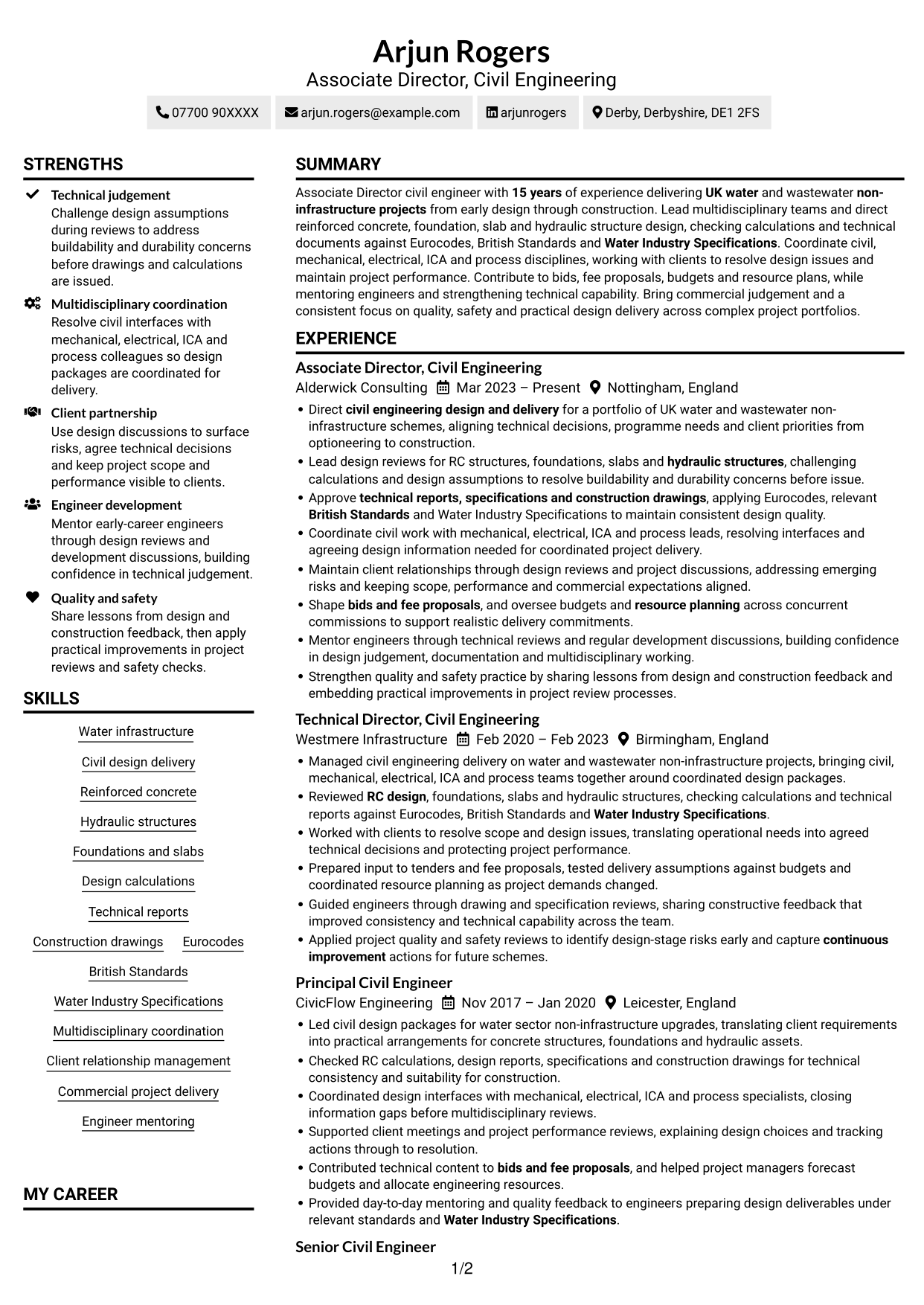 CV example — page 1