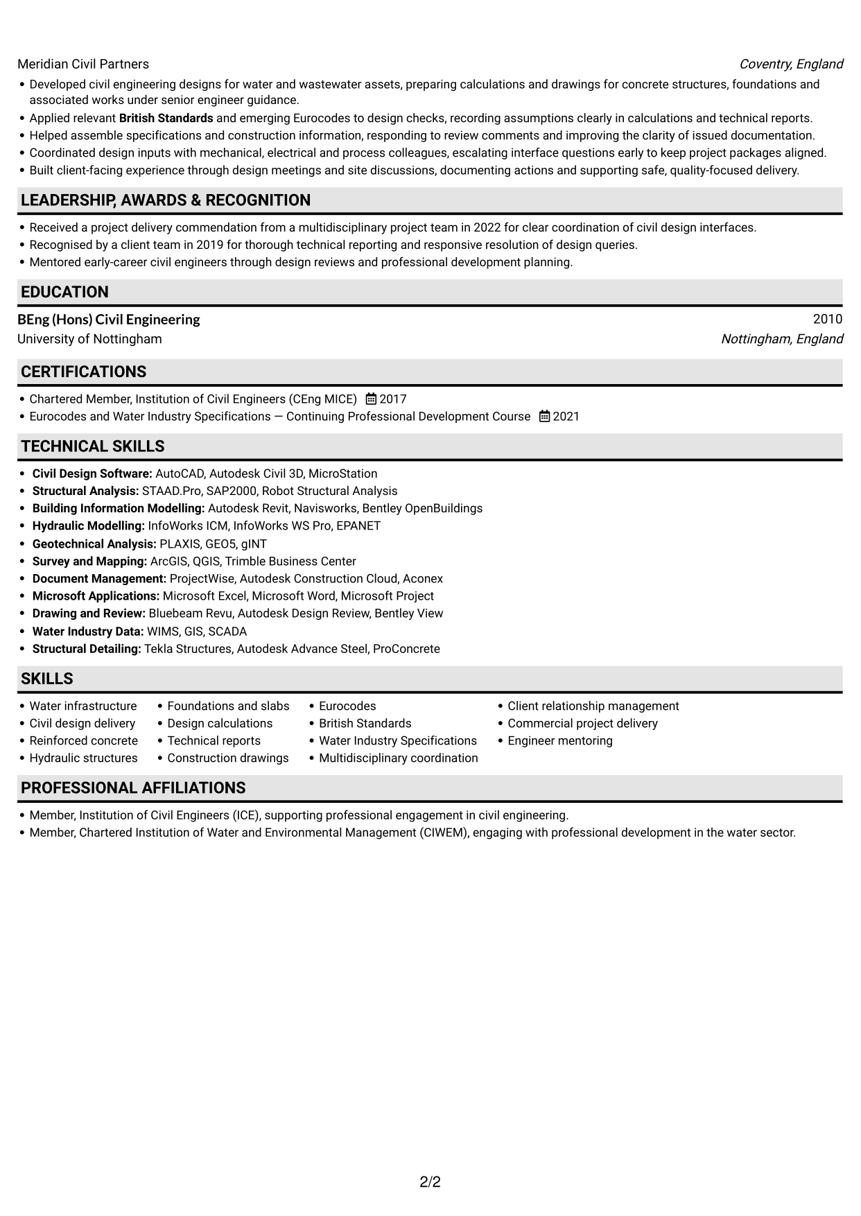 CV example — page 2