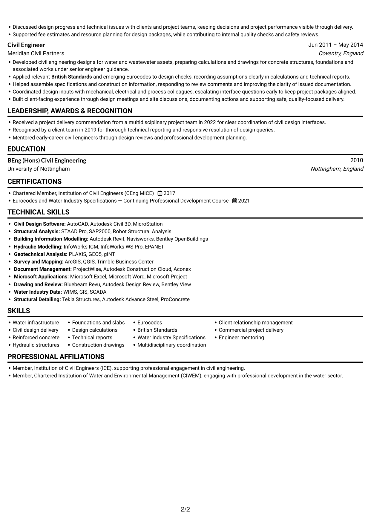 CV example — page 2
